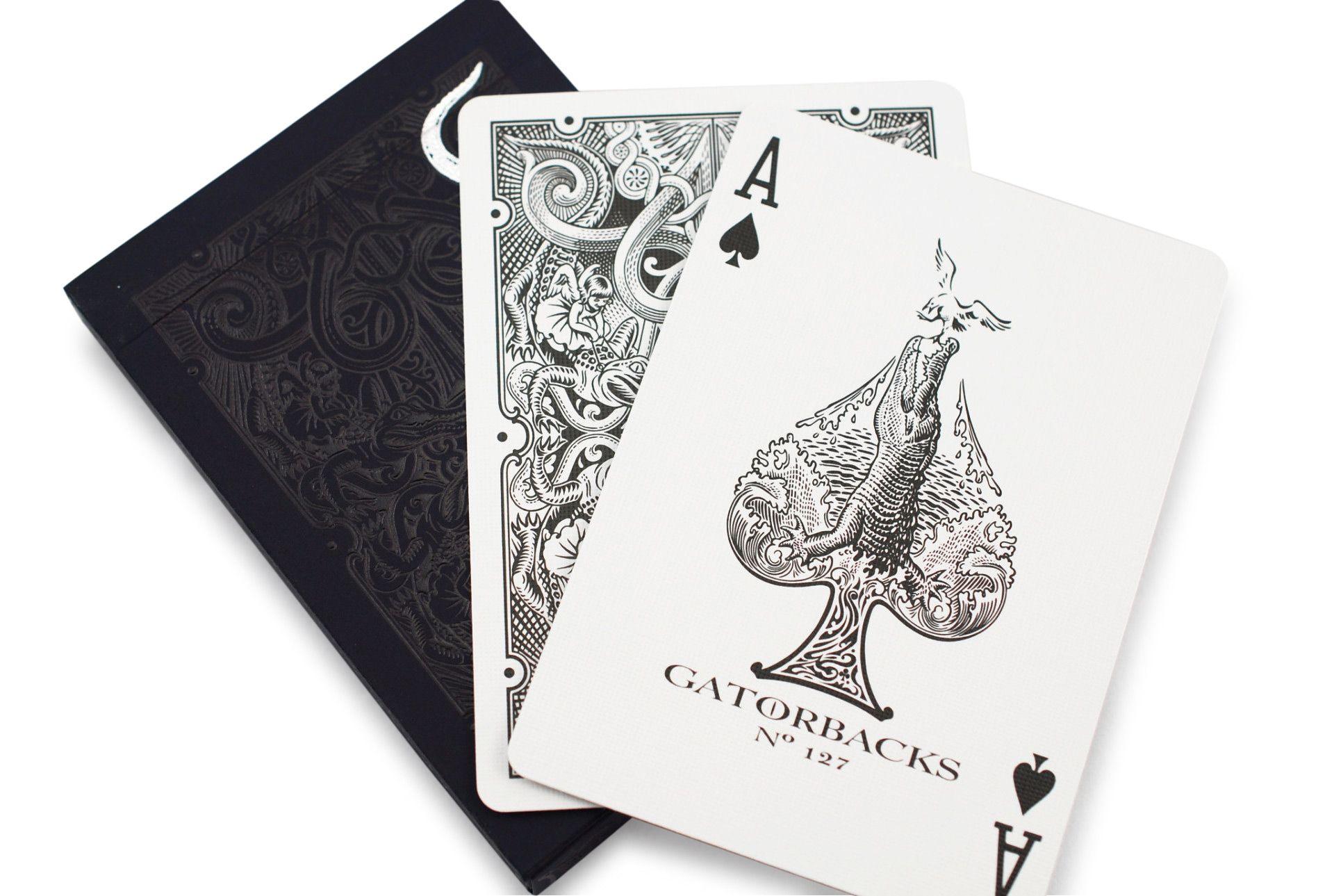 Premium Black Gatorbacks Playing Cards - Professional Poker & Magic Trick Card Deck for Casino Nights, Game Nights & Cardistry Performances