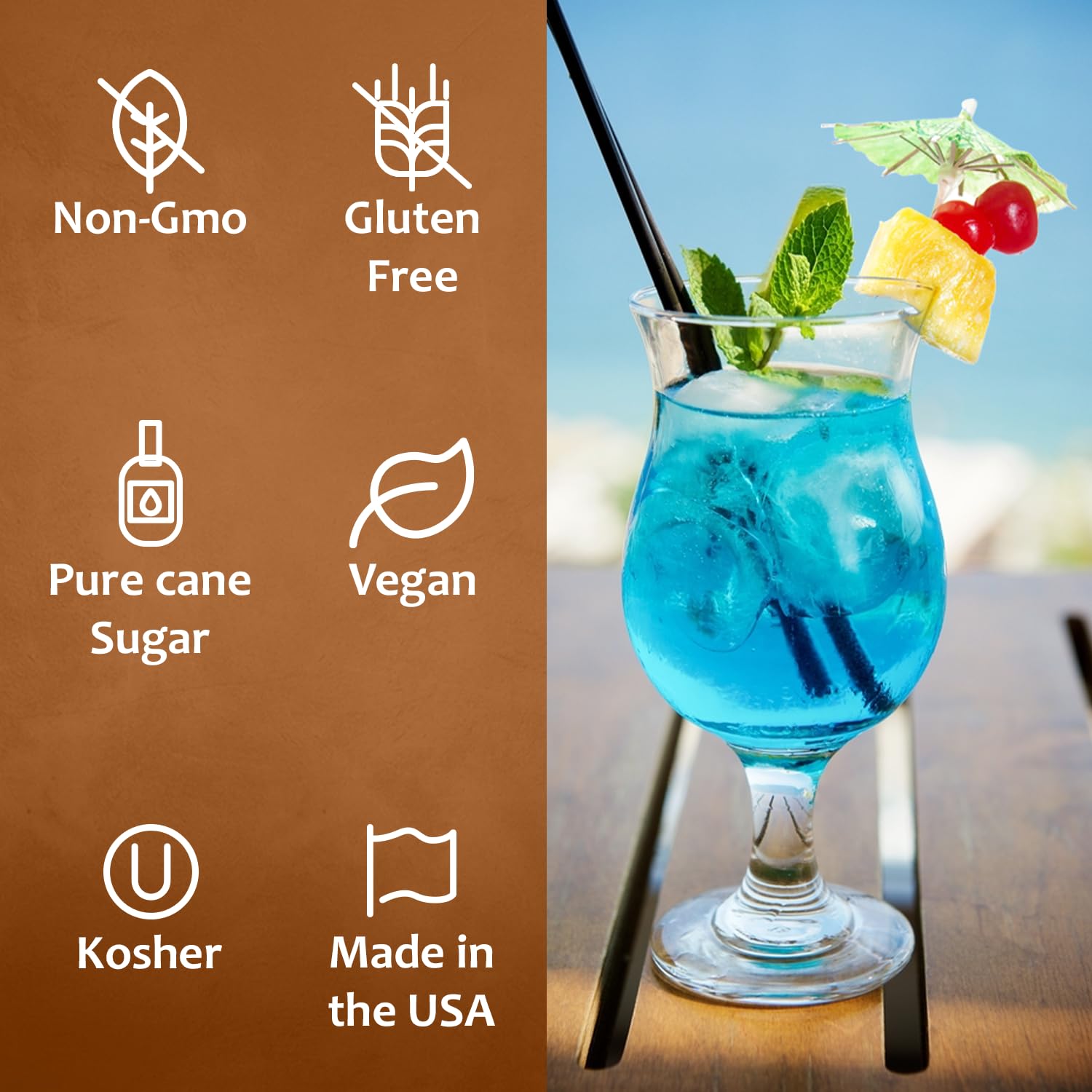 Premium Syruvia Mermaid Syrup - Kosher & Gluten Free Flavoring Syrup for Tea, Italian Sodas, Cocktails, Mocktails, Desserts & Ice Cream - 25.4 fl oz - Perfect for Coffee Shops, Bubble Tea, Home Bars & Party Drinks