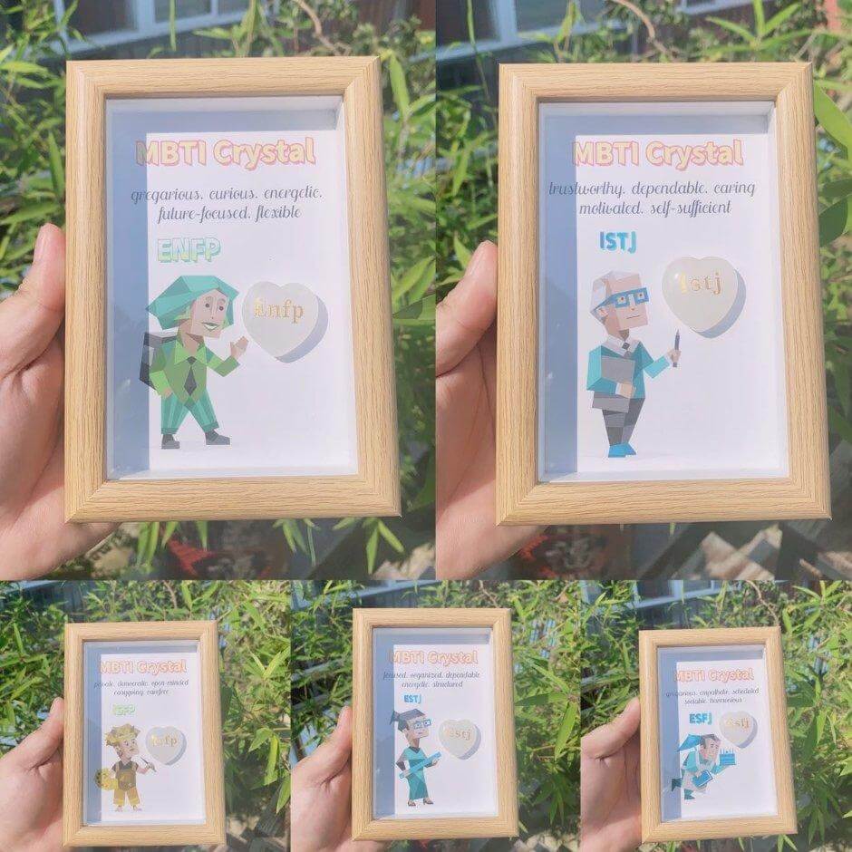 MBTI Personality Crystal Frame - Spiritual Healing Gift for Self-Care & Meditation | Perfect for Office Desk Decor, Yoga Room, and Mindfulness Practice (KV001)