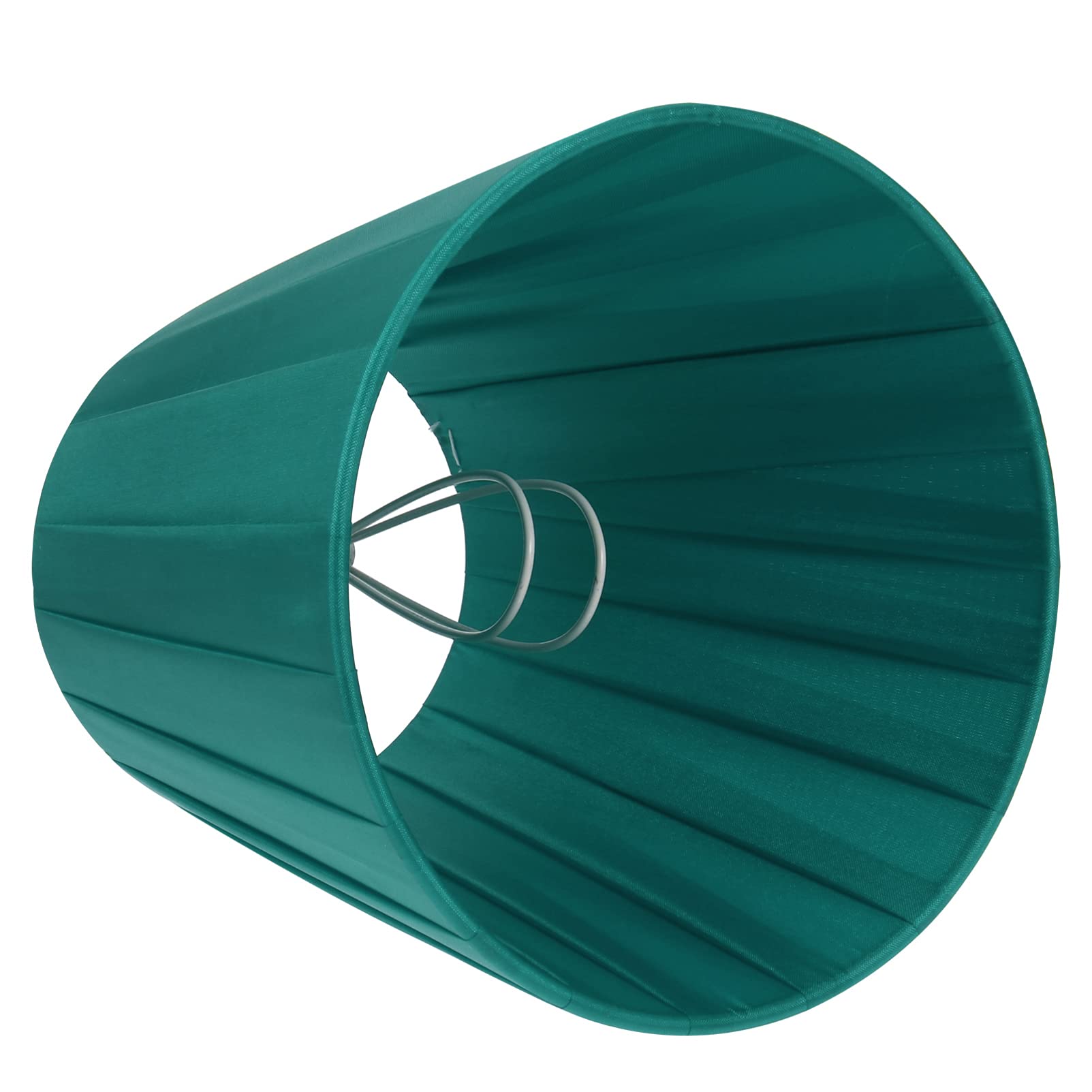 White Clip-On Barrel Lamp Shade - Dark Green Cloth Replacement Lamp Cover for Table Lamps | Perfect for Living Room, Bedroom & Office Lighting Decor