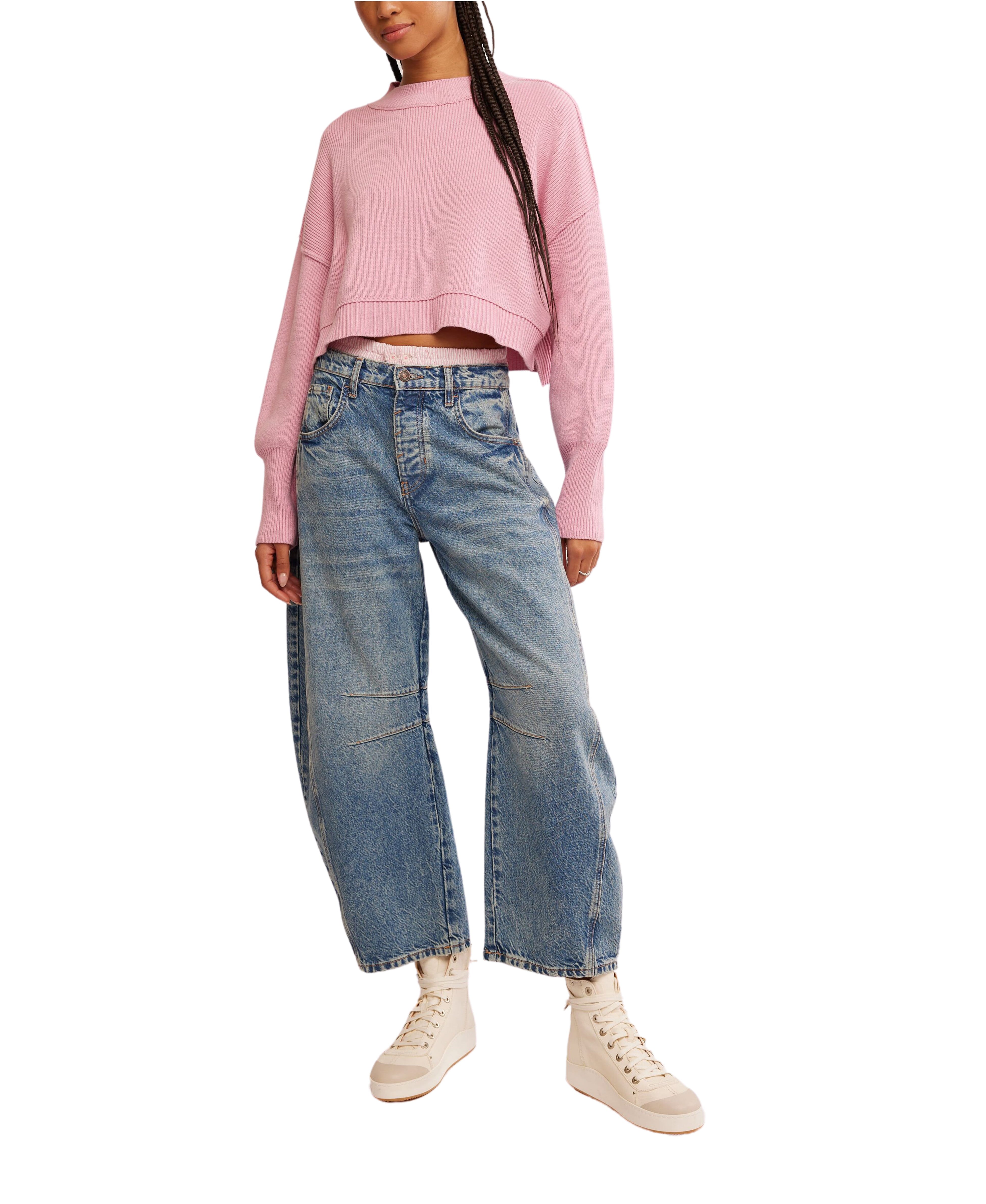 Easy Street Crop Pullover in Lollipop - Trendy Women's Casual Sweater for Spring & Summer Outfits | Perfect for Beach, Music Festivals & Streetwear Fashion