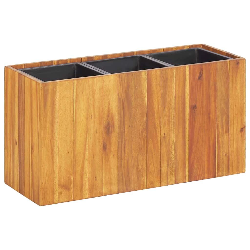 Premium Rectangular Flower Pot Set - 3 Solid Acacia Wood Planters for Indoor & Outdoor Use | Patio, Deck, Balcony, Garden Raised Bed | Perfect for Home Decor, Gardening & Landscaping