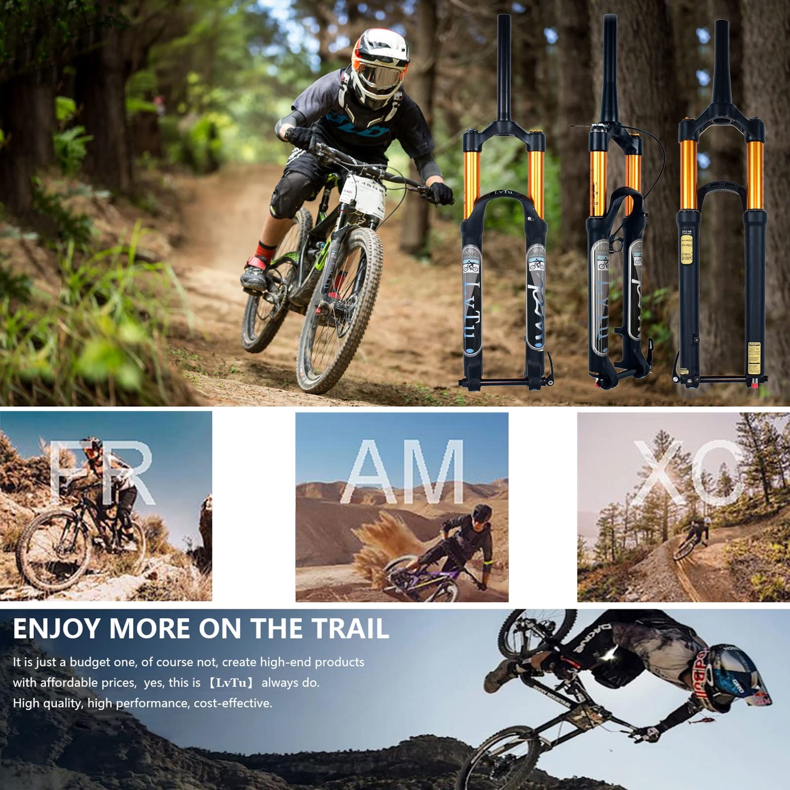 27.5/29 Inch MTB Air Suspension Fork - 15x100mm Thru Axle, 130mm Travel, Rebound Adjustable, Tapered Remote Lock - Perfect for Trail Riding & Mountain Biking Adventures