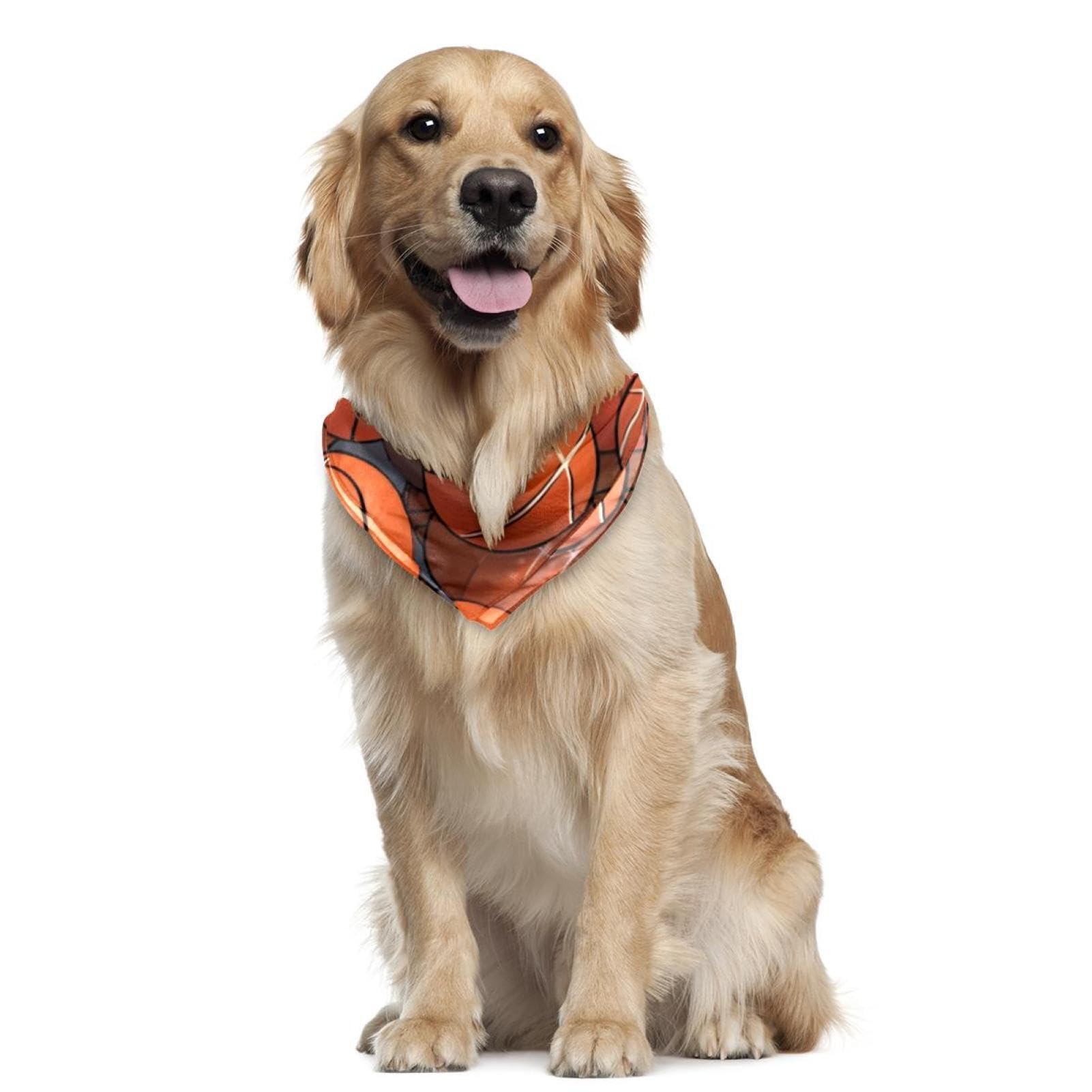 Stylish Dog Bandanas for Pets - 2-Piece Basketball Pattern Pet Bandana & Scarf Set - Perfect for Dog Lovers & Outdoor Adventures