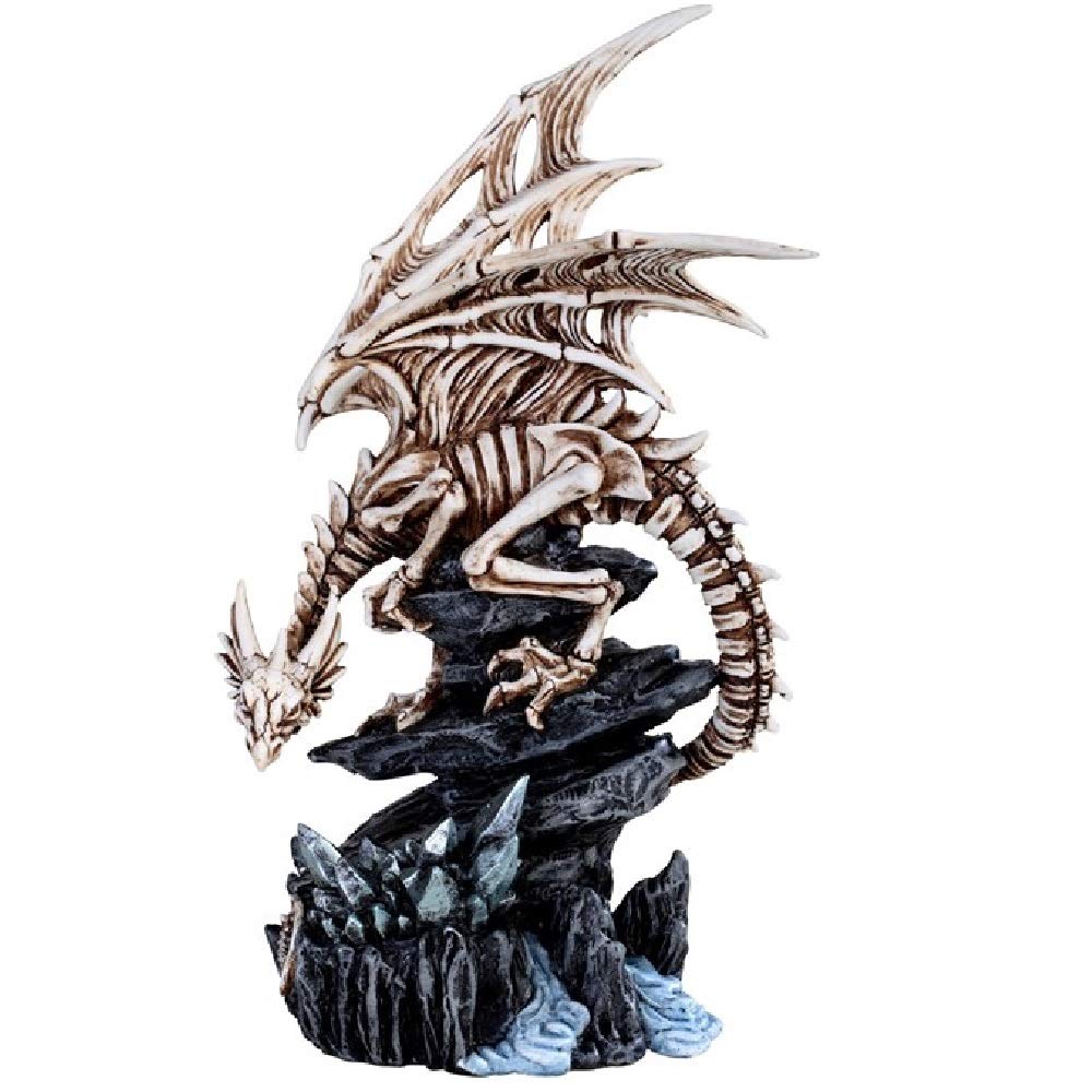 GSC 71882 10.5 Inch Black Dragon Skeleton Figurine - Collectible Fantasy Decor for Home, Office & Gaming Displays