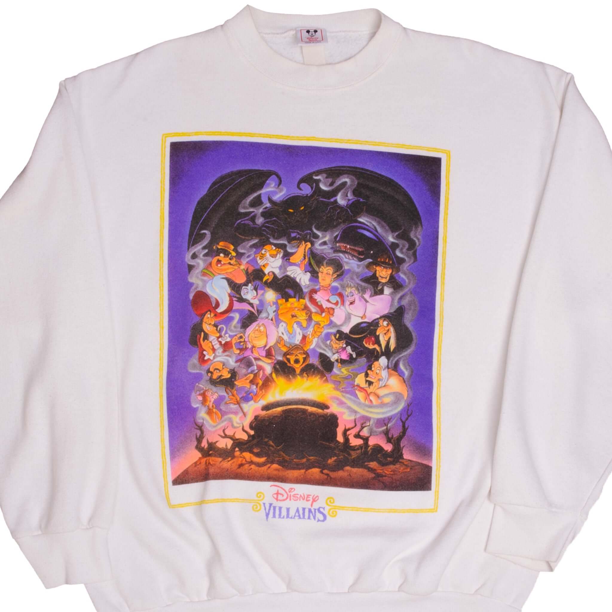 Vintage Disney Villains Sweatshirt for Men & Women - XL Size 1990s Retro Hoodie - Made in USA - Perfect for Halloween Costumes & Disney Themed Parties