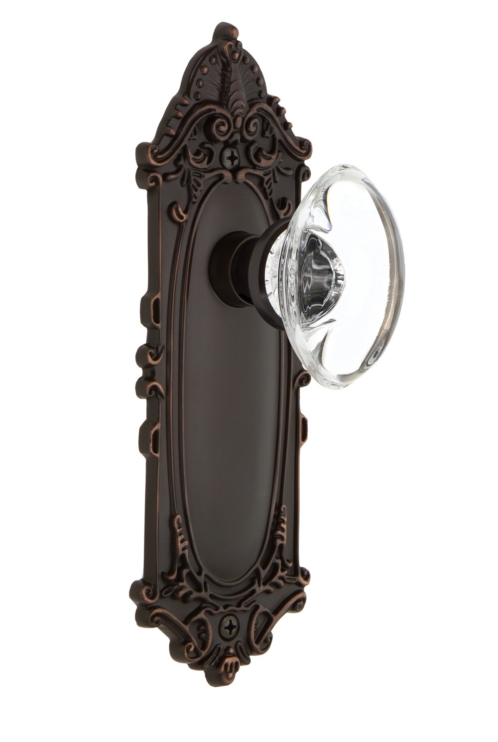 Victorian Style Oval Clear Crystal Glass Knob - 2.75