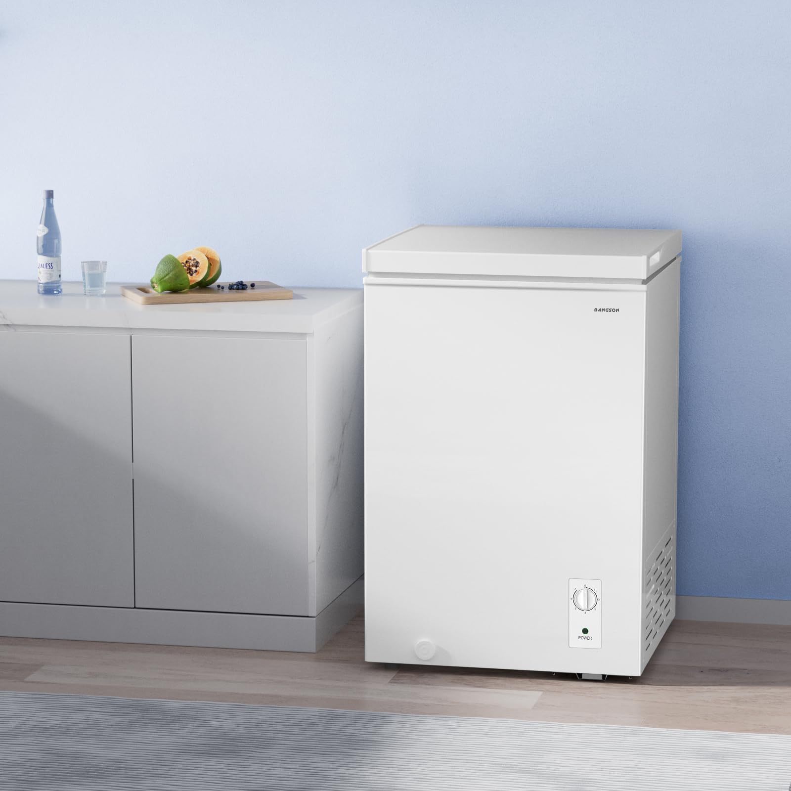 BANGSON 3.5 Cubic Feet Energy Efficient Chest Freezer with Removable Basket & Adjustable Temperature Control - Perfect for Home, Dorm, Apartment, Office - Ideal for Frozen Food Storage, Meal Prep & Bulk Grocery Savings