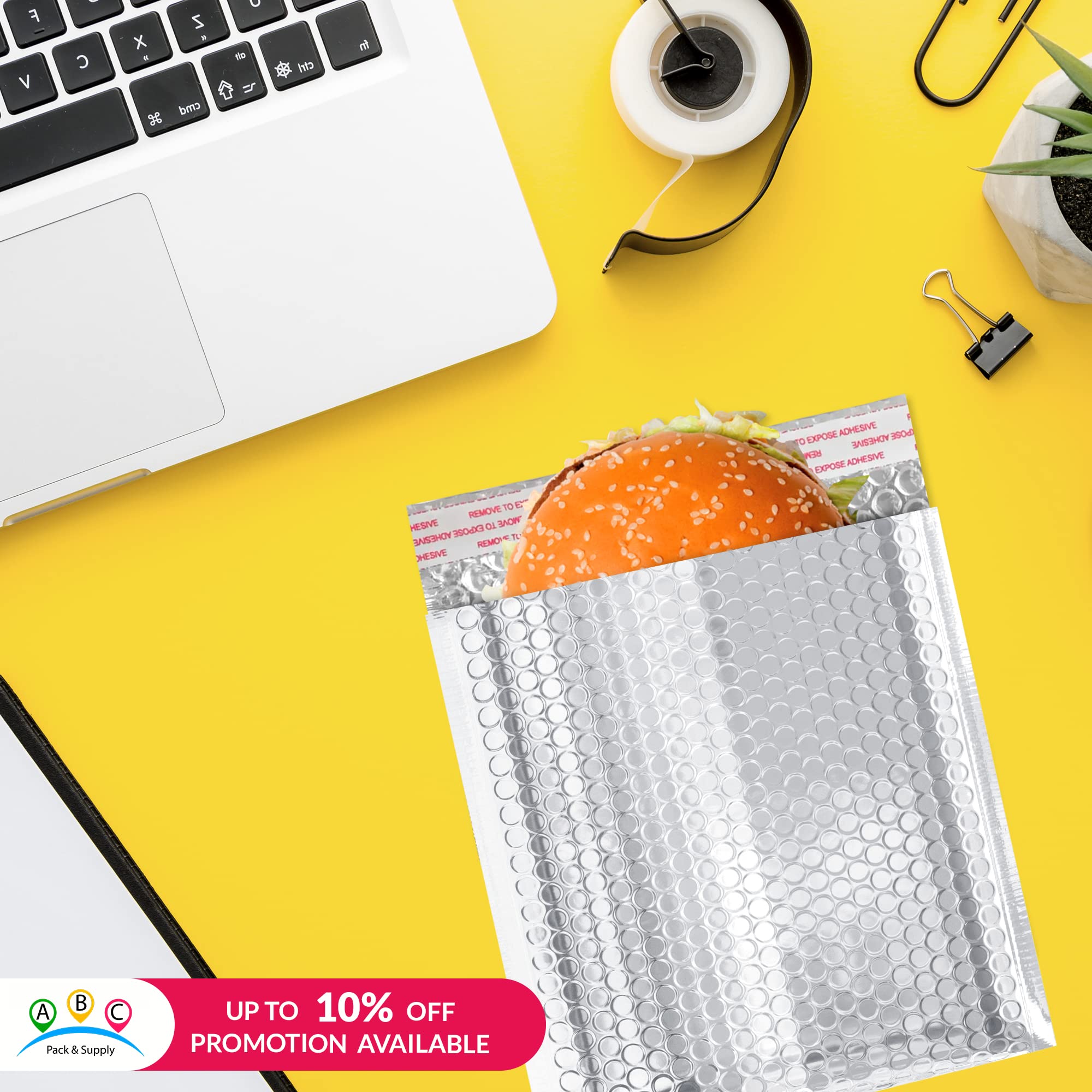 ABC Thermal Bubble Mailers 6x6 Inches (Pack of 100) - Metallic Insulated Shipping Envelopes for Cold Storage & Waterproof Protection | Perfect for Perishable Food, Pharmaceuticals & Temperature-Sensitive Items Shipping