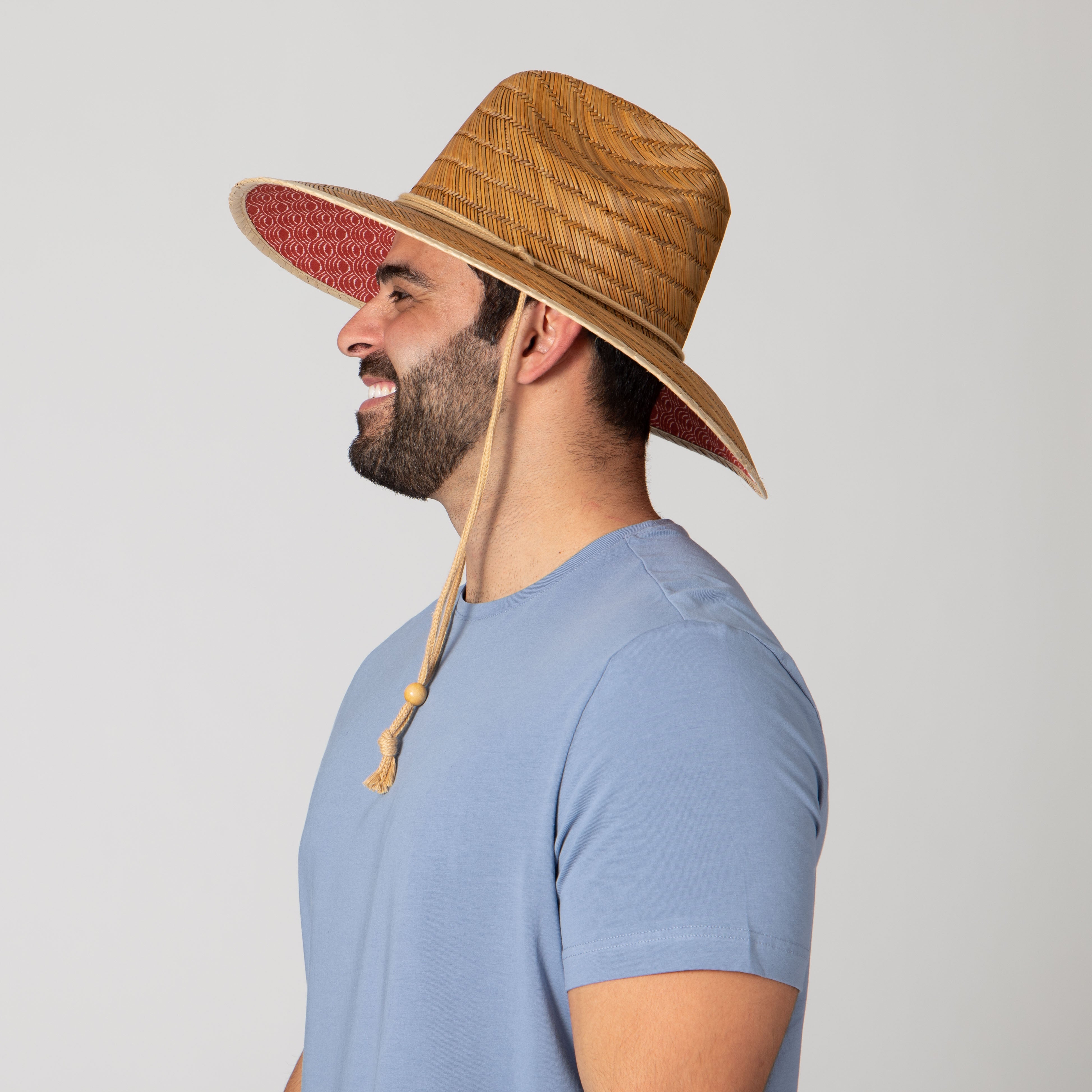 Men's Rush Straw Lifeguard Hat - Breathable Sun Protection for Beach, Pool & Outdoor Activities