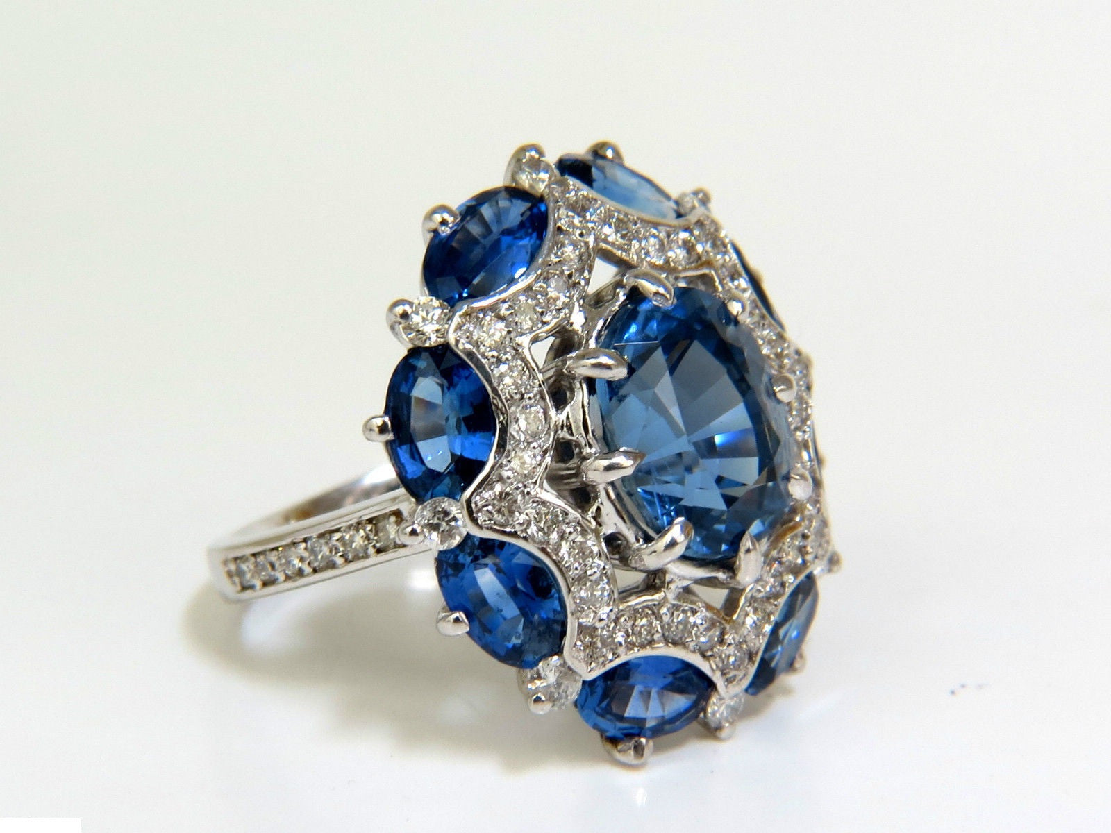 9.10CT GIA Certified Natural No Heat Sapphire & Diamond Cocktail Ring - Perfect for Weddings, Anniversaries & Special Occasions