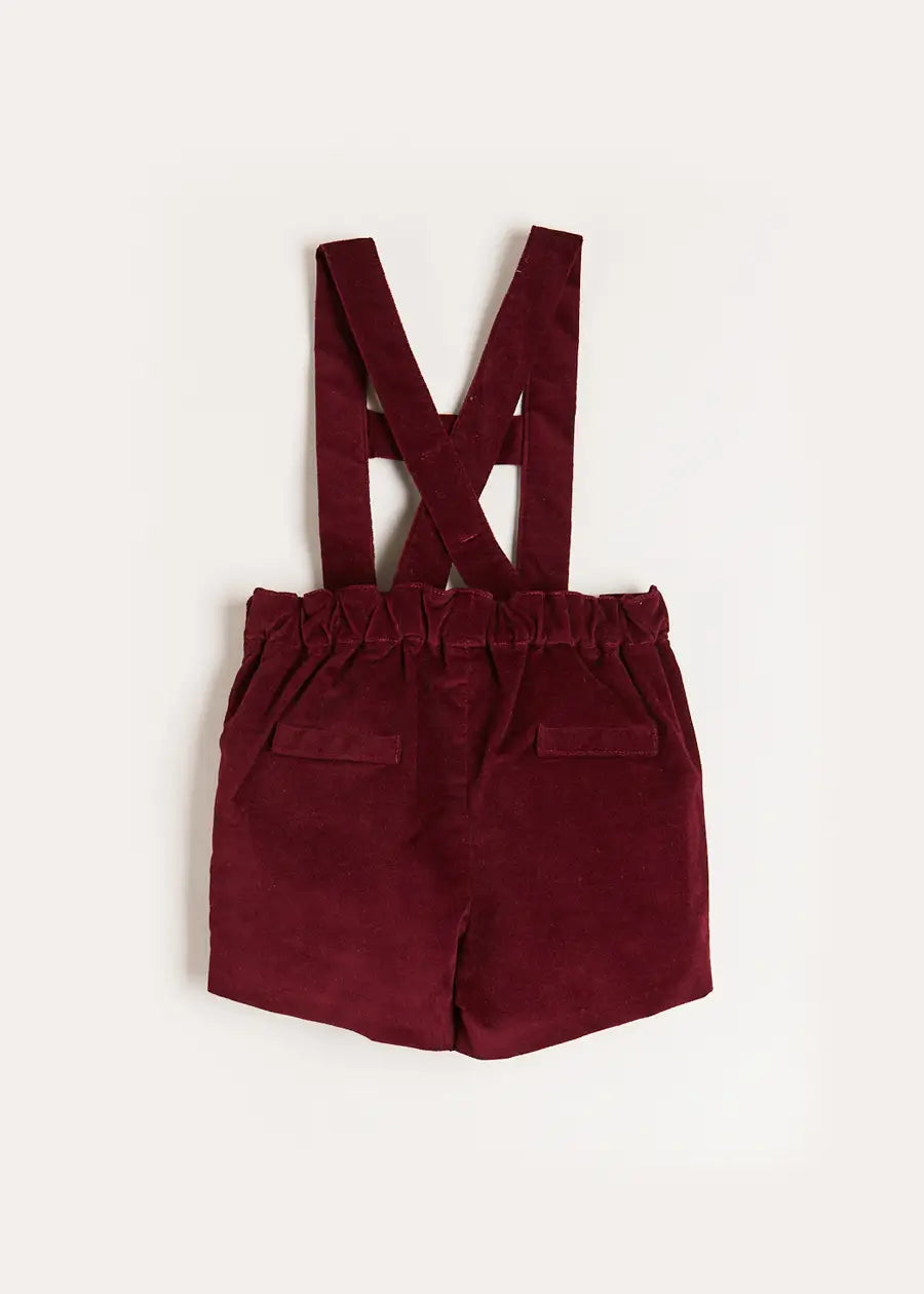 Velvet Button Detail Adjustable Shorts with Suspenders for Toddlers (18 Months to 4 Years) - Perfect for Playdates, Preschool & Family Outings