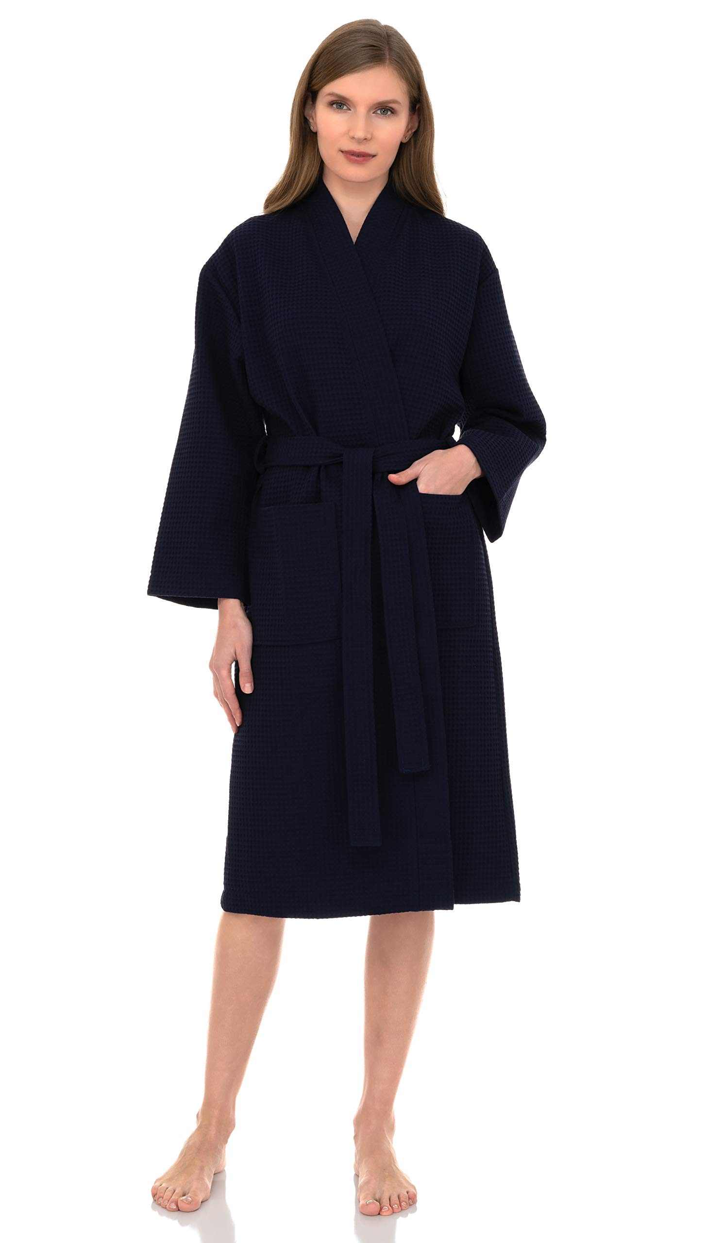 TowelSelections Women's Waffle Bathrobe - 100% Cotton Soft Kimono Spa Robe for Women | Cozy Loungewear for Home, Spa & Poolside Relaxation