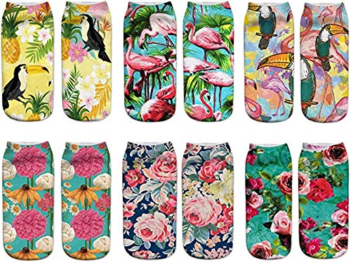 Benefeet Women's & Girls' Funny 3D Print Ankle Socks - Cute Novelty Cotton Low Cut Liner Socks Value Pack | Perfect for Gifts, Costumes & Everyday Wear