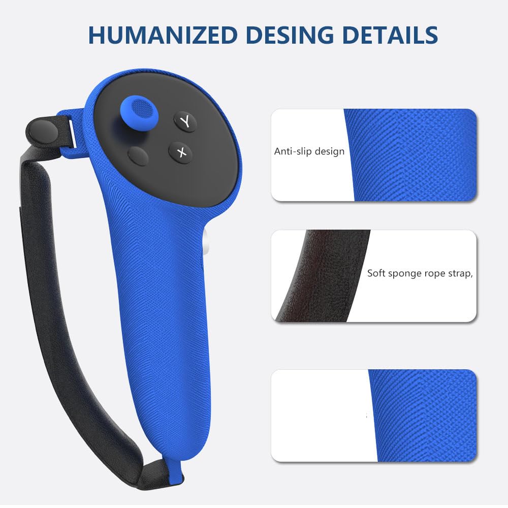 Meta Quest 3 VR Controller Silicone Protective Cover - Blue, Anti-Slip Grip & Shockproof Case for Oculus Quest 3 Accessories - Perfect for Gaming, Travel & VR Enthusiasts