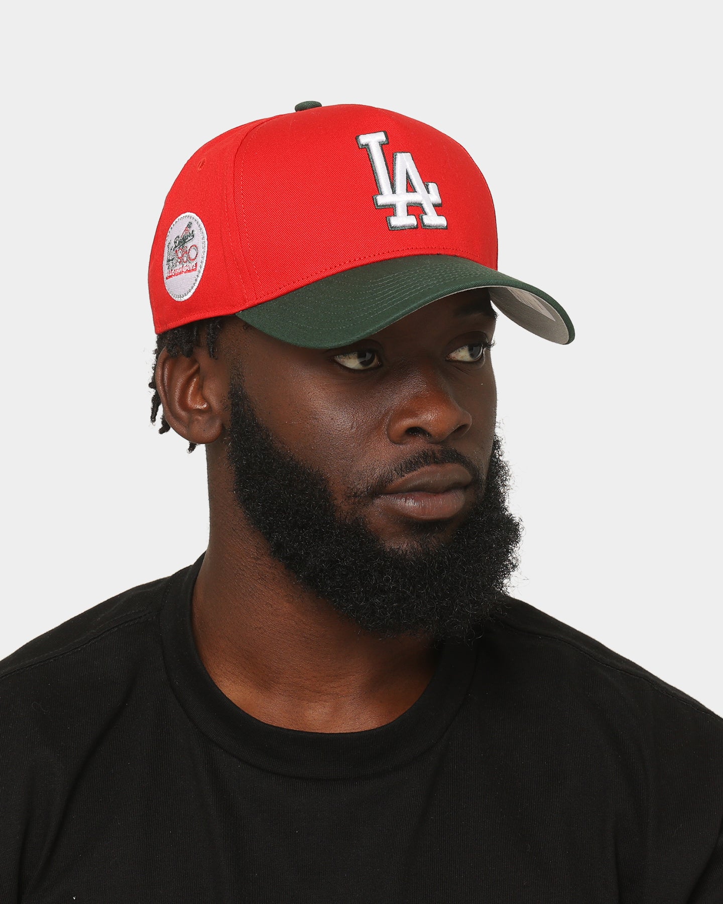 47 Brand Los Angeles Dodgers 'Scarlet Pines' Snapback Cap - Red/Dark Green Adjustable MVP DT Baseball Hat for Men & Women - Perfect for Game Day, Sports Events & Casual Wear