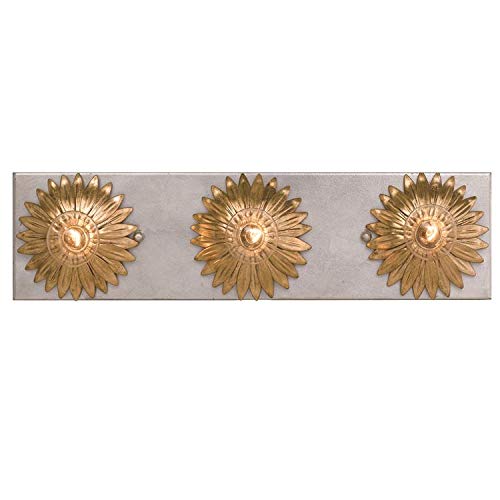 Crystorama Broche 3-Light Bathroom Vanity Light Fixture in Antique Gold & Silver Finish - Perfect for Bathroom, Powder Room, and Dressing Room Lighting