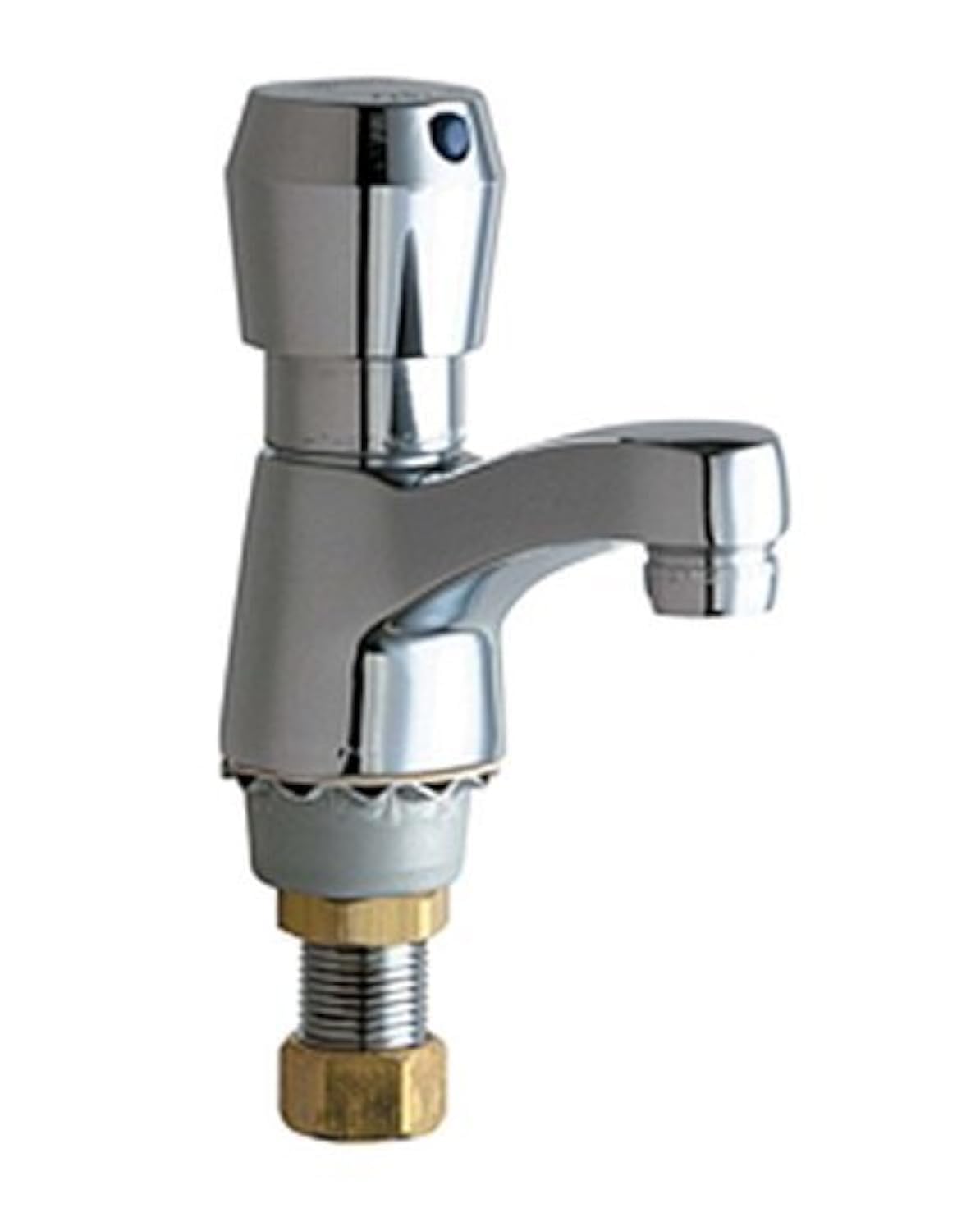Chicago Faucets 333-665PSHABCP Deck Mount Metering Lavatory Faucet - Chrome Finish for Bathroom Sink | ADA Compliant, Water-Saving Design for Home & Commercial Use