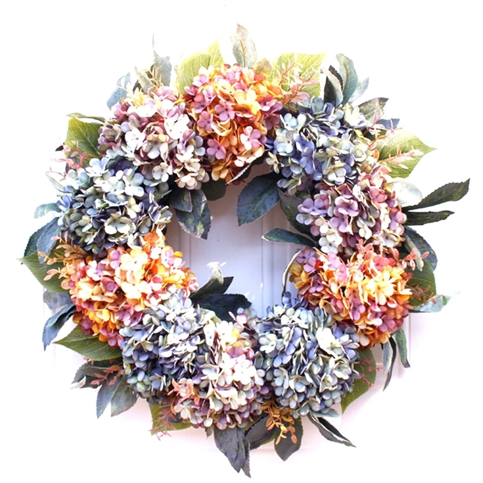 22 Inch Fall Hydrangea Wreath - Rattan & Gingko Leaf Decor for Wedding, Christmas, Home Door - Photography Props & Holiday Garland for Front Door, Fireplace, and Seasonal Decorations