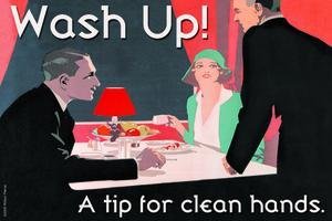 Wash Up! A Tip for Clean Hands - 20x30 Inch Fine Art Canvas Print for Bathroom, Kitchen & Home Decor