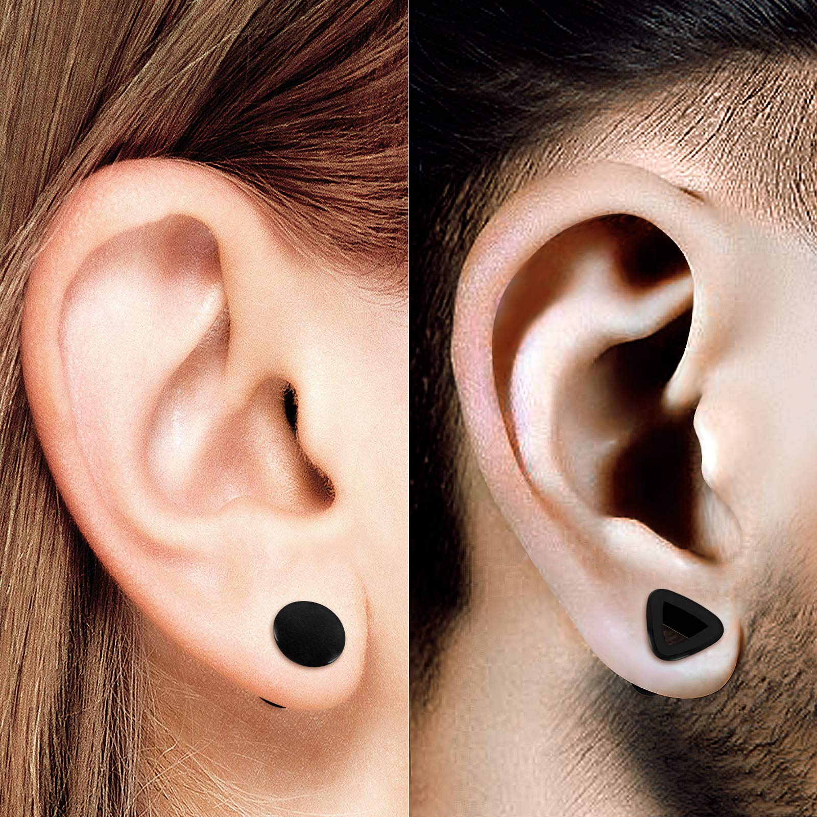 2 Pairs Areng Wood Black Silicone Double Flared Saddle Piercing Jewelry - Stretcher Ear Flesh Tunnel Lobe Earring Plugs for Men & Women - Perfect for Everyday Wear, Parties and Body Modification