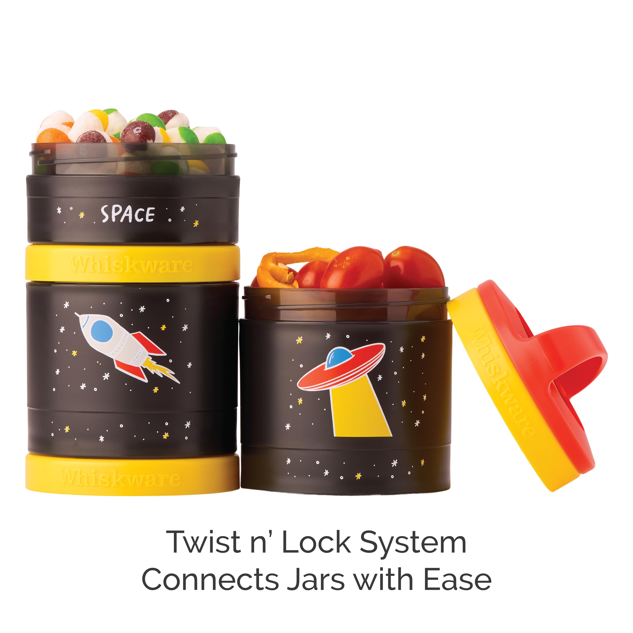 Whiskware Stackable Snack Containers for Kids & Toddlers - 3 Pack BPA-Free Food Storage Cups for School, Travel & Picnics - Space-Saving Design for Lunchboxes & On-the-Go Snacks