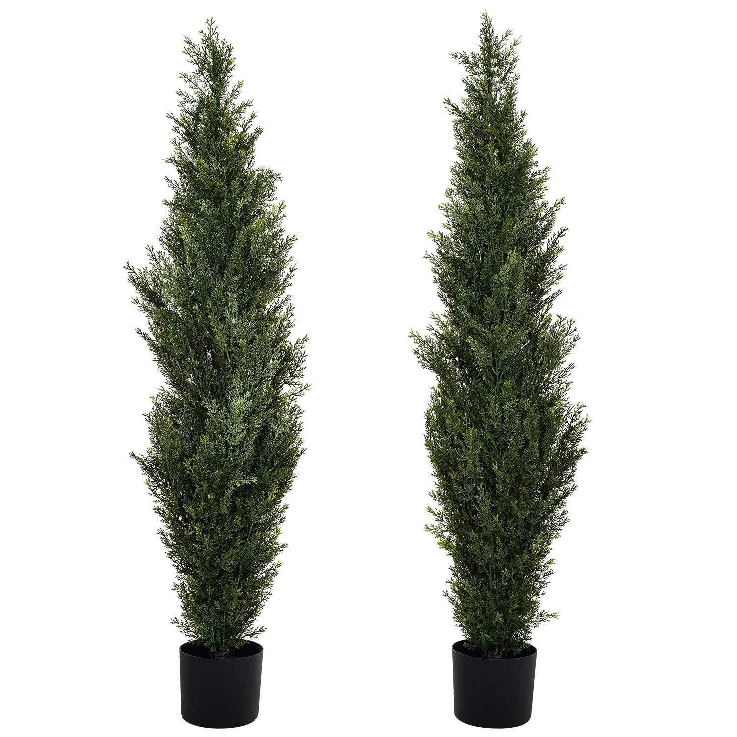 2 Pack 4ft Artificial Cedar Topiary Trees - UV Resistant Potted Plants for Front Porch, Entrance, Home & Office Decor | Perfect for Indoor and Outdoor Decoration, Wedding Centerpieces, and Garden Landscaping