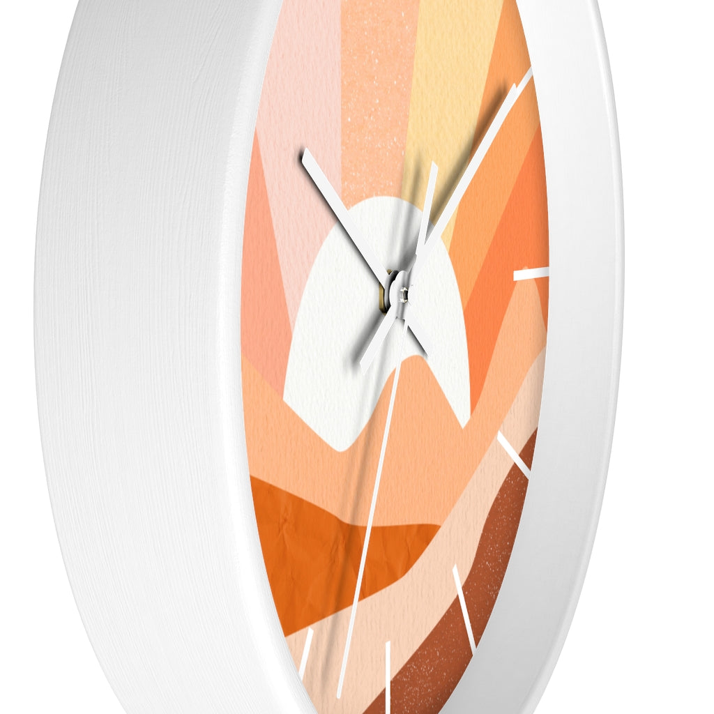 Silent Wall Clock with Sunrise Landscape Design - Modern Bohemian Decor for Living Room, Bedroom & Office