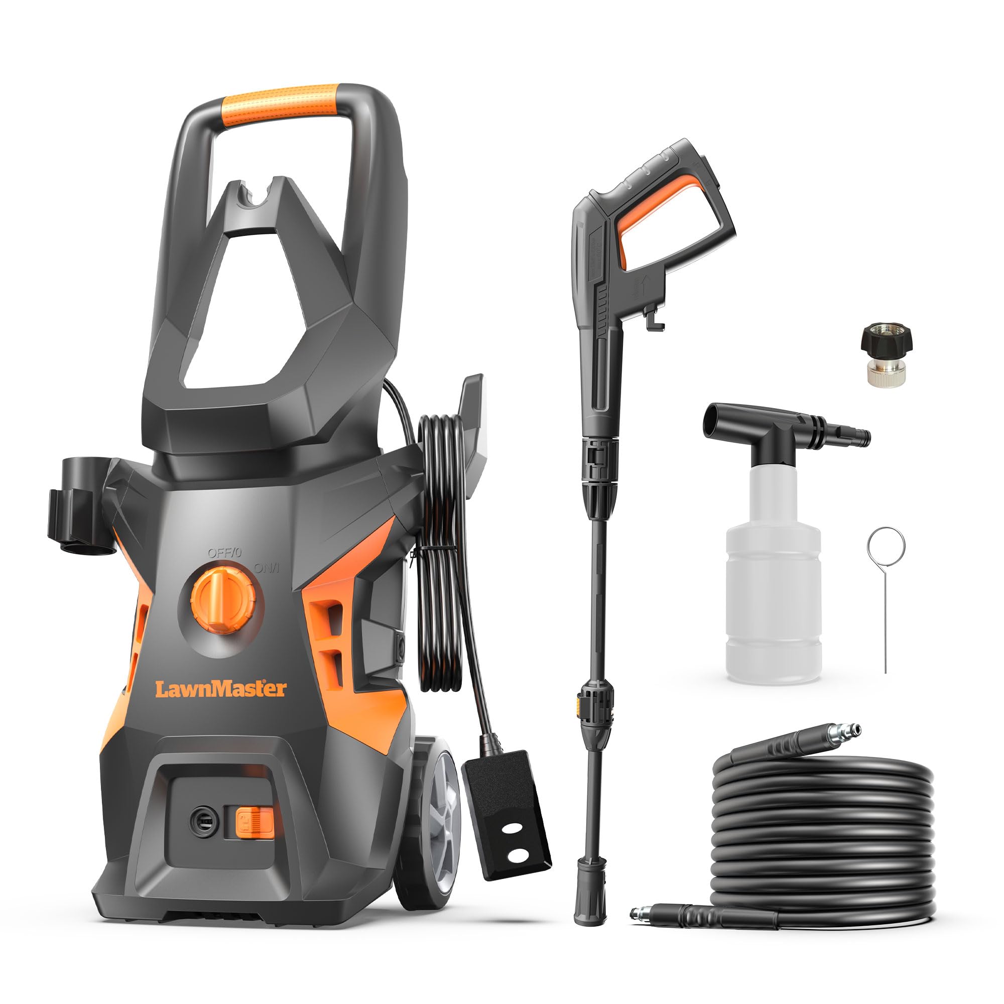 LawnMaster LT306-1800C 1800 PSI Electric Pressure Washer - 13 Amp, 1.4 GPM, Includes Foam Bottle, CSA Certified - Perfect for Driveway Cleaning, Deck Washing, and Outdoor Home Maintenance