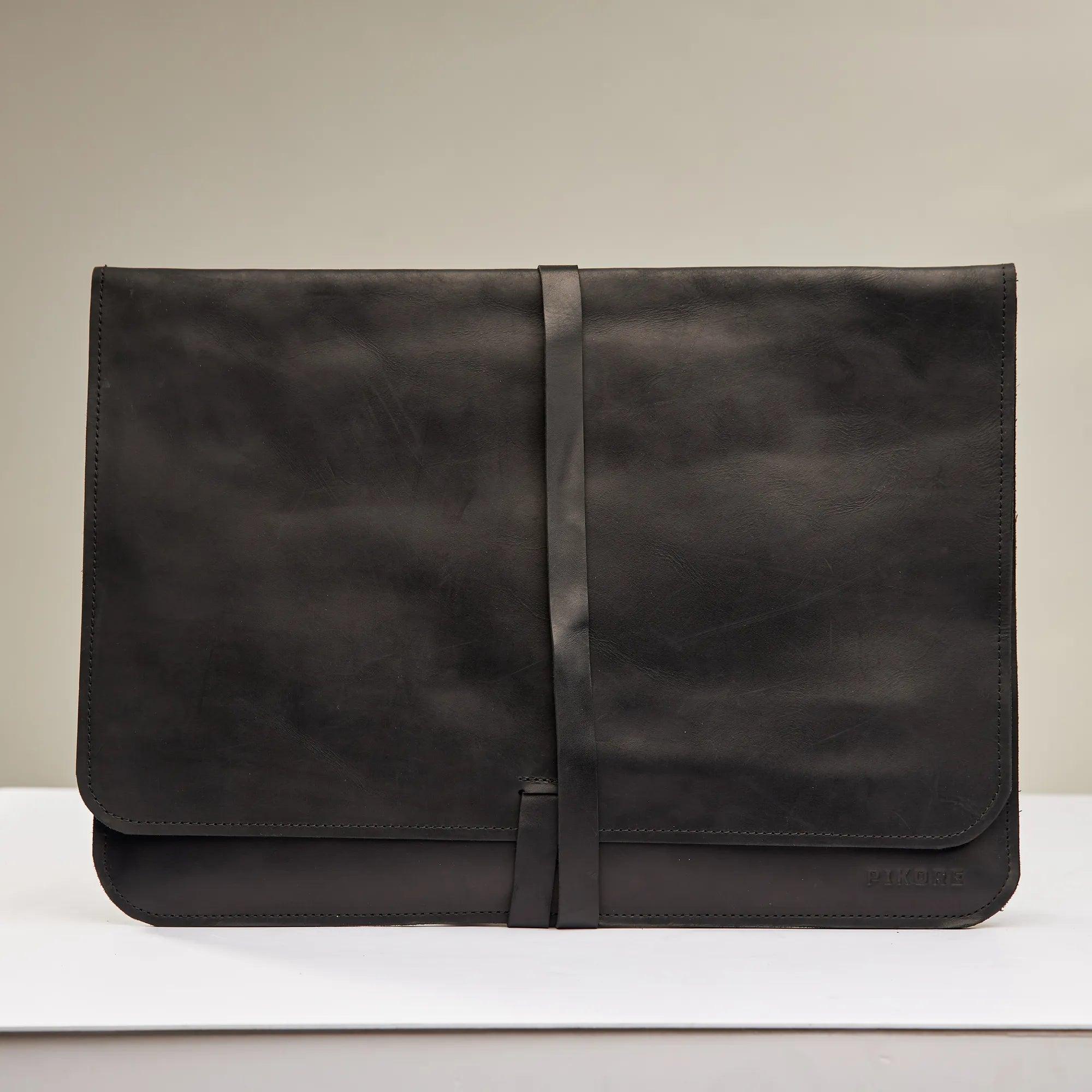 Premium Genuine Leather MacBook Sleeve Case with Secure Tie Closure - Perfect for 13-inch MacBook Air/Pro Protection at Work, School & Travel