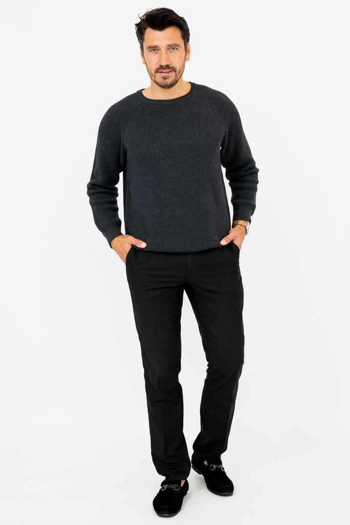 Jackson Men's Cotton Sweater - Charcoal Gray, Soft & Comfortable Pullover for Casual Wear, Office, and Outdoor Activities