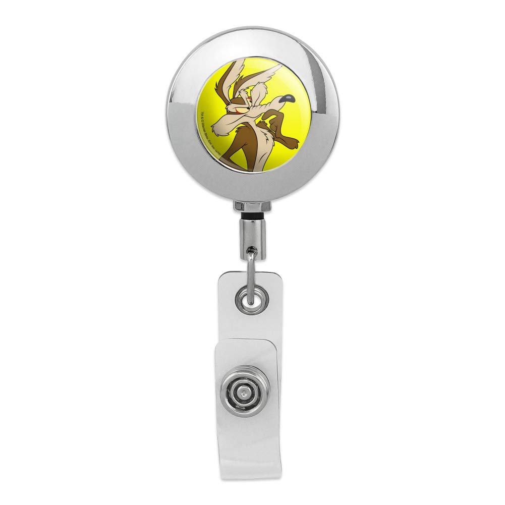 Looney Tunes Wile E Coyote Retractable ID Badge Reel - Premium Metal Chrome Card Holder Clip for Work, School & Events | Official Licensed Merchandise