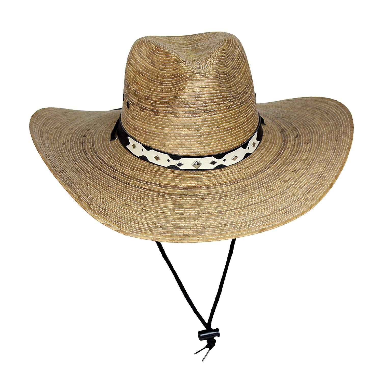 Authentic Large Mexican Palm Leaf Cowboy Hat with Adjustable Chin Strap - Natural Sombrero for Men - Perfect for Outdoor Festivals, Beach Vacations & Western Style