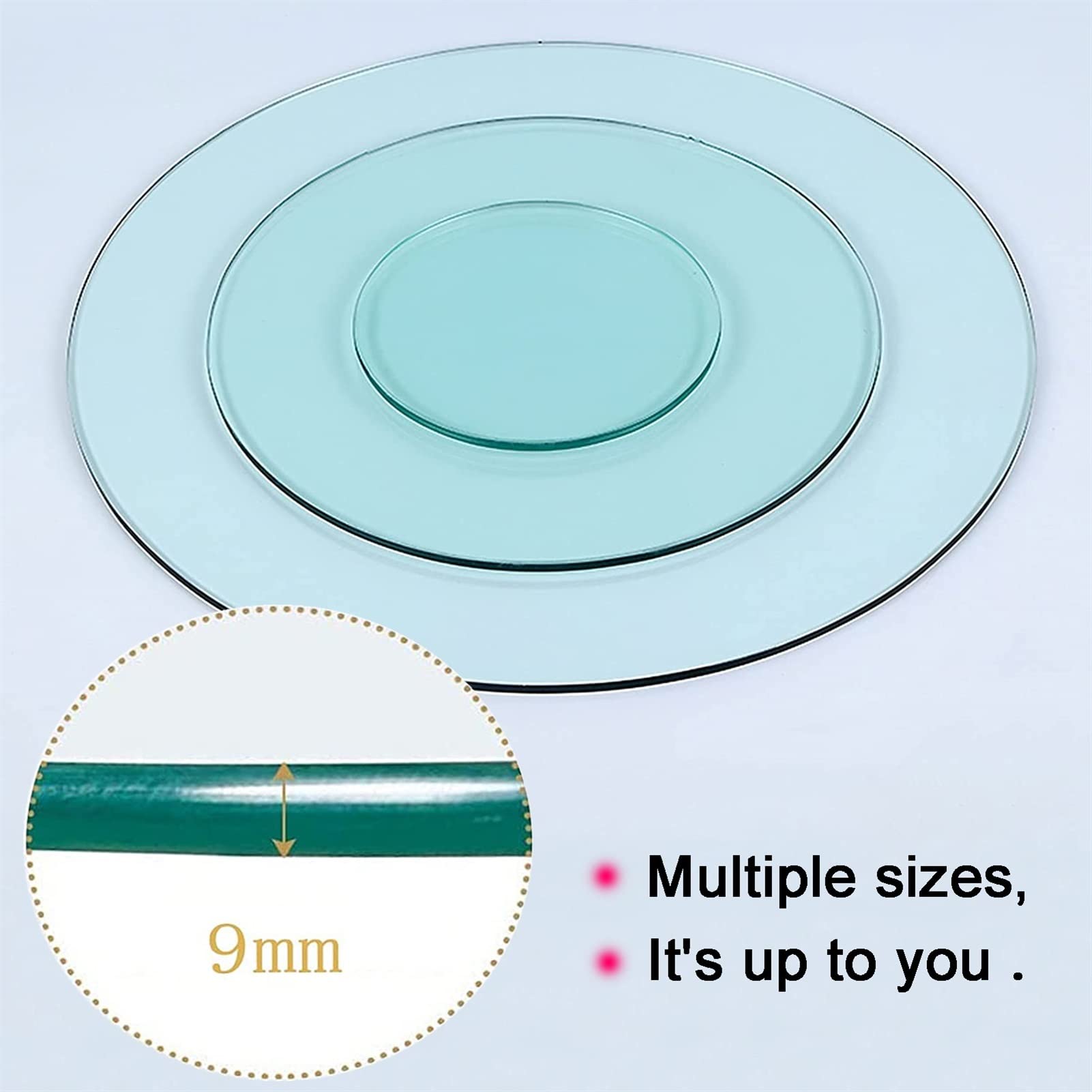 Tempered Glass Table Top - 9mm Thick Round Glass Cover with Polished Edge - Strong & Durable Desktop Protector - Ø15/17/20/21/25/27/28 Inch - Clear Glass for Dining Table, Coffee Table, Office Desk, and Home Decor