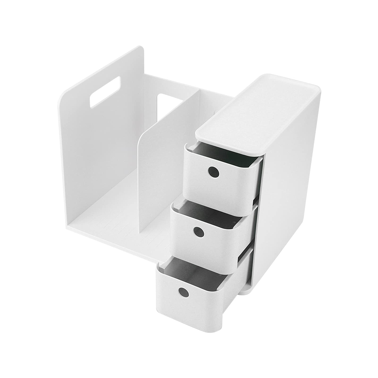 Space-Saving Left Right Structure Desk Organizer - White | Compact Bookshelf & Storage Solution for Home, Classroom & Office | Perfect for Small Spaces & Clutter-Free Workspaces