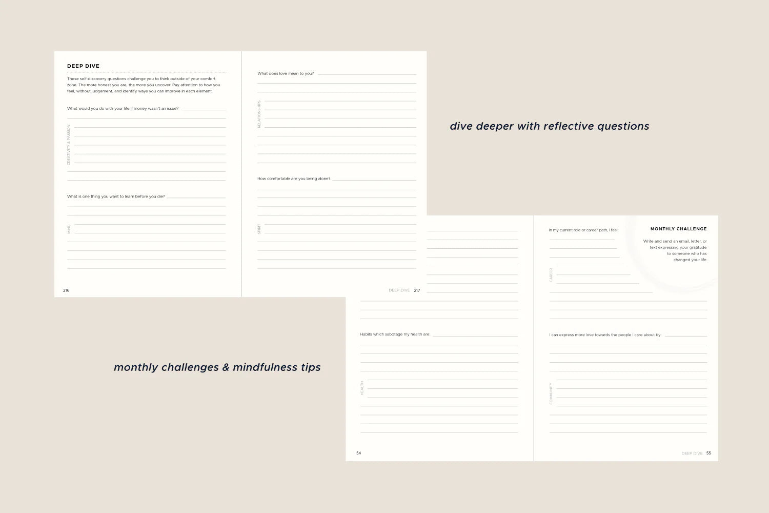 Mahara The Human Being Journal - Self Discovery & Personal Growth Notebook for Mindfulness, Gratitude & Reflection | Perfect for Daily Journaling, Therapy, and Mental Wellness