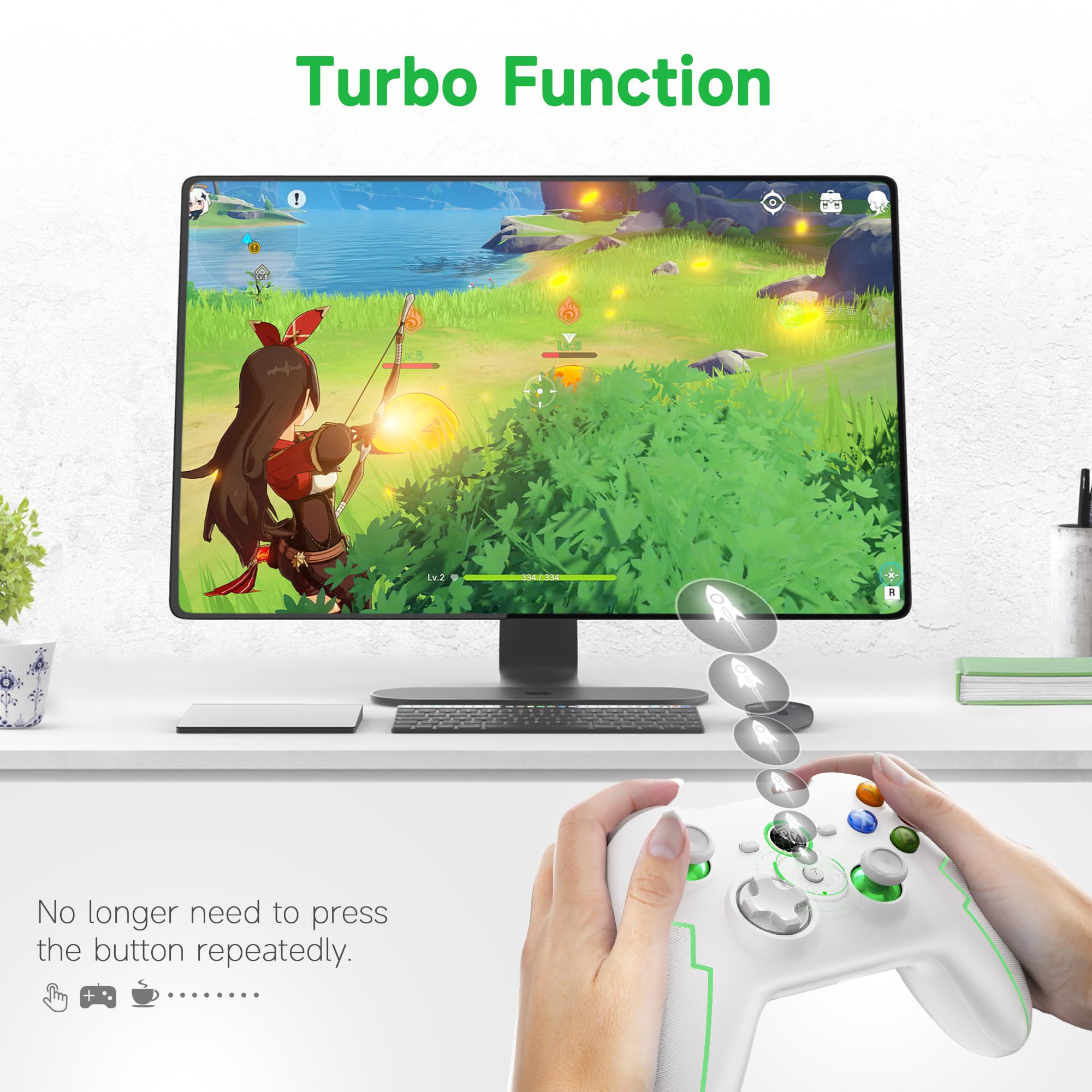 EasySMX 9013pro Wireless Bluetooth & 2.4G Game Controller for PC, PS3, Android Smartphone & TV - Ergonomic Joystick for Gaming, Streaming & Casual Play