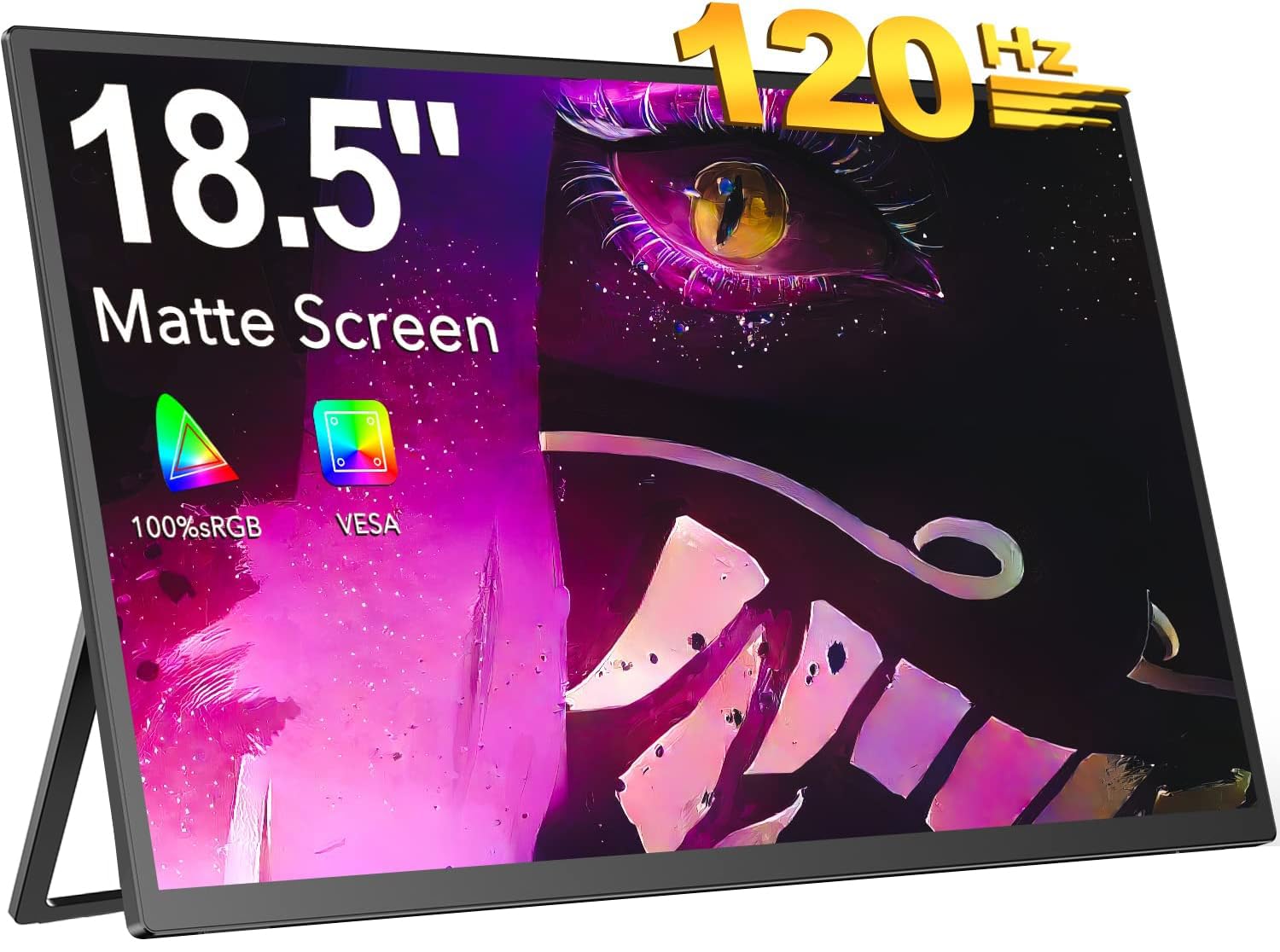 EVICIV 18.5 Inch Portable Monitor - 120Hz FHD 1080P IPS Screen with Adjustable Stand, Mini HDMI & Type-C for Laptop/PC/Phone - VESA Compatible - Perfect for Work, Gaming & Travel