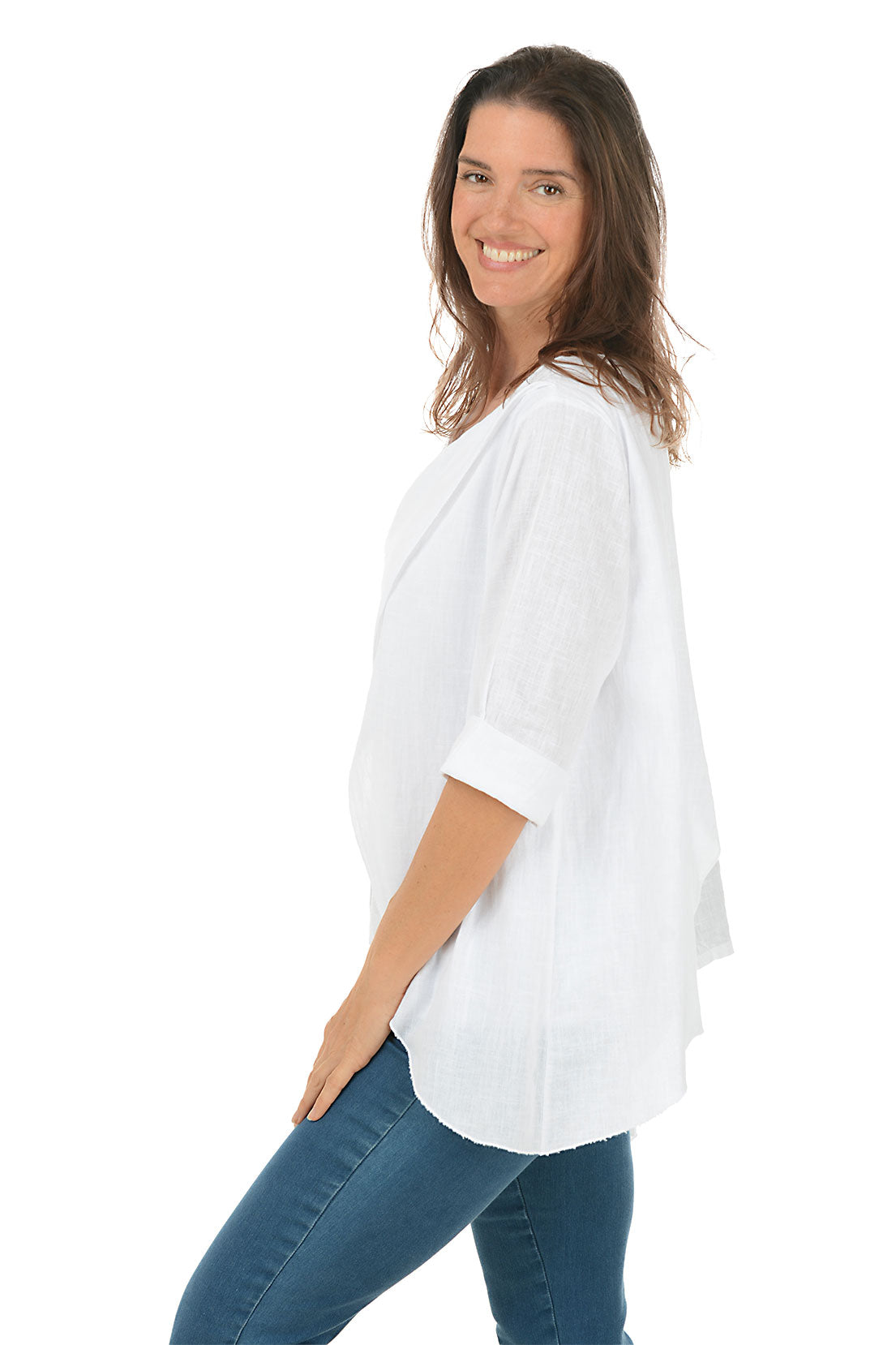 Elegant Asymmetrical Linen Blouse for Women - Breathable Summer Tunic Top - Boho Chic Office & Casual Wear