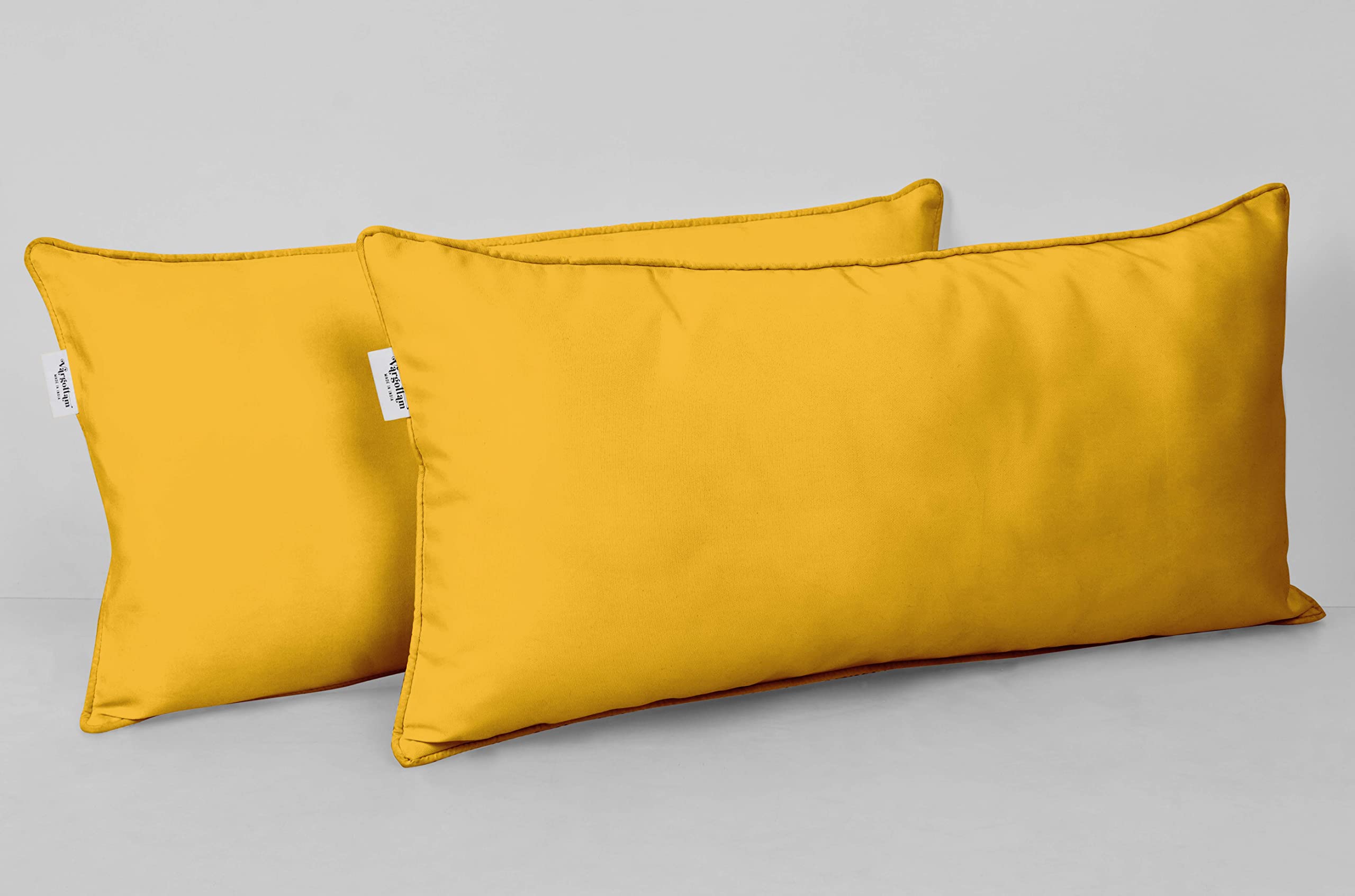 Waterproof Polyester Lumbar Pillow Covers 16x24 Inch (Set of 2) - All-Weather Indoor Outdoor Decorative Cushion Cases for Sofa, Patio Furniture & Garden - Yellow