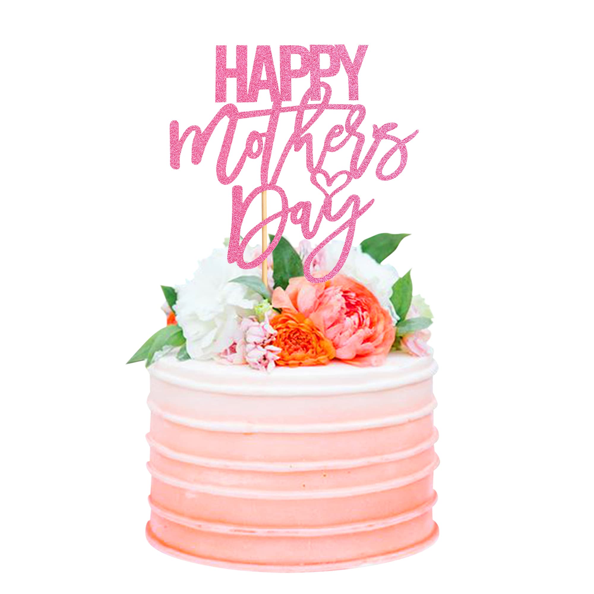 Happy Mother's Day Cake Topper - Pink Glitter Party Cake Decoration for Birthday, Wedding & Special Occasions | Perfect for Mom's Celebration
