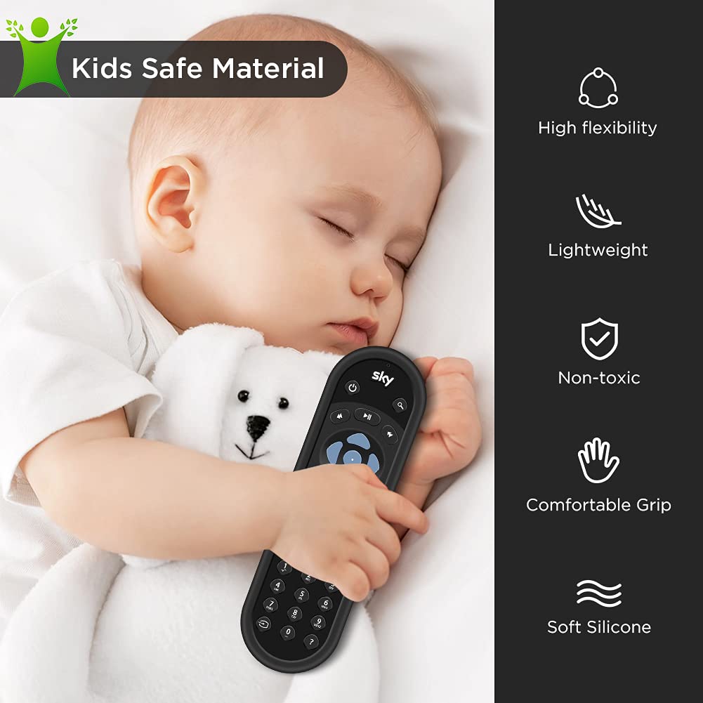 2 Pack Silicone Protective Cover for Sky Q Voice Remote Control SKY135 & Sky Glass Remote - Durable Skin Case for Touch & Non-Touch Remotes (Black + Rainbow) - Perfect for Home Entertainment & TV Accessories Protection