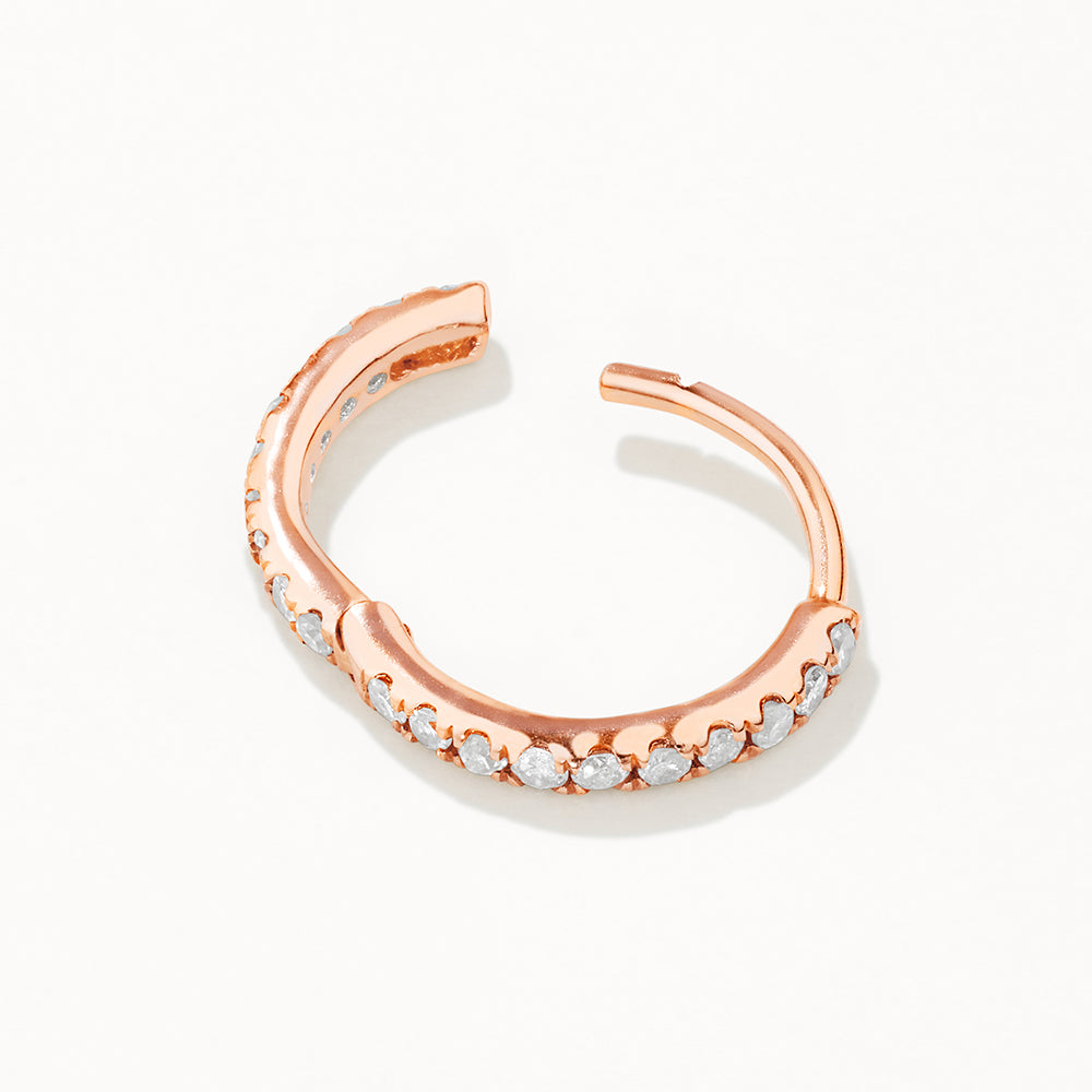 10k Rose Gold Diamond Helix Huggie Single Earring - Perfect for Cartilage Piercing, Everyday Wear & Special Occasions