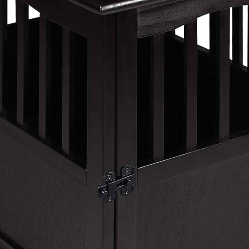 Wooden Dog Crate End Table - Lockable Indoor Pet Kennel for Small to Medium Dogs, Nightstand Furniture for Living Room & Bedroom, Black - Perfect for Home Decor & Pet Safety