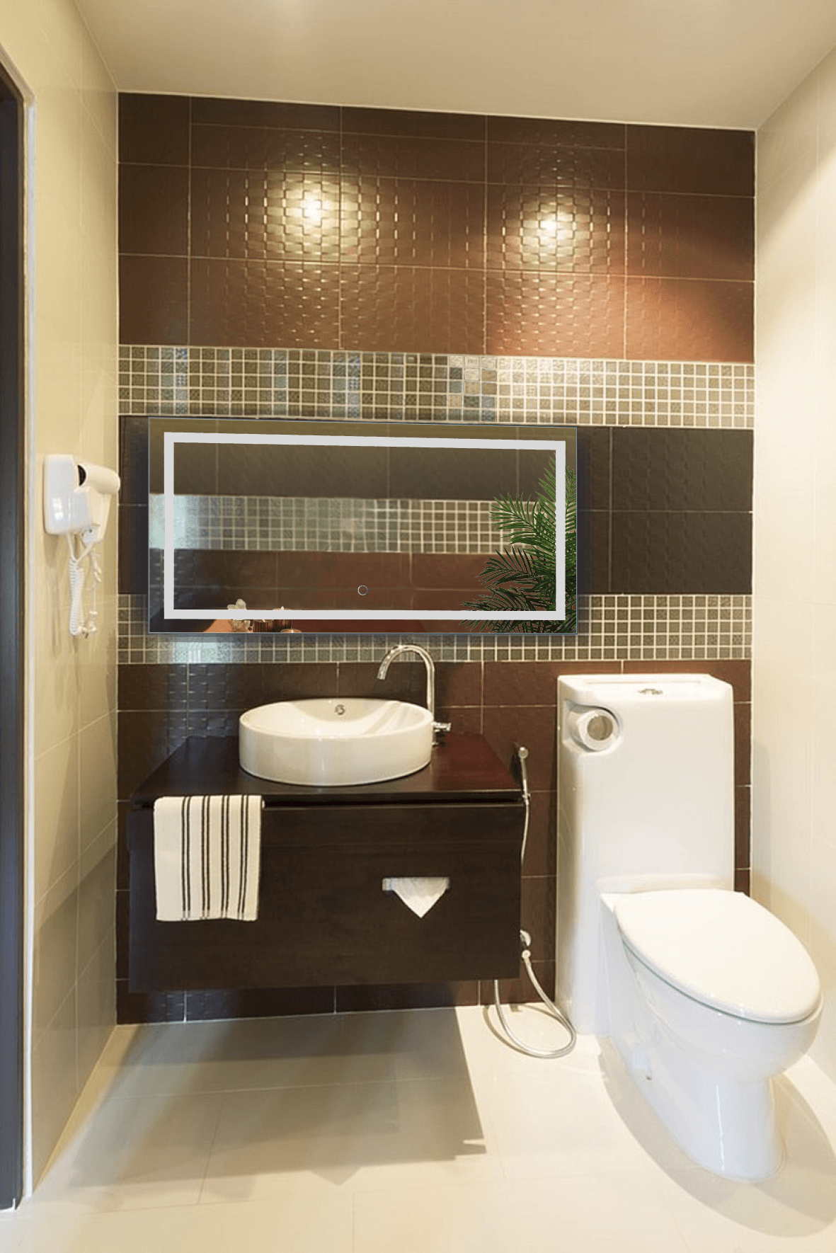 Krugg Icon 48x24 Inch LED Bathroom Mirror with Adjustable Dimmer & Anti-Fog Function - Perfect for Modern Bathrooms, Vanity Lighting, and Spa-Like Home Decor