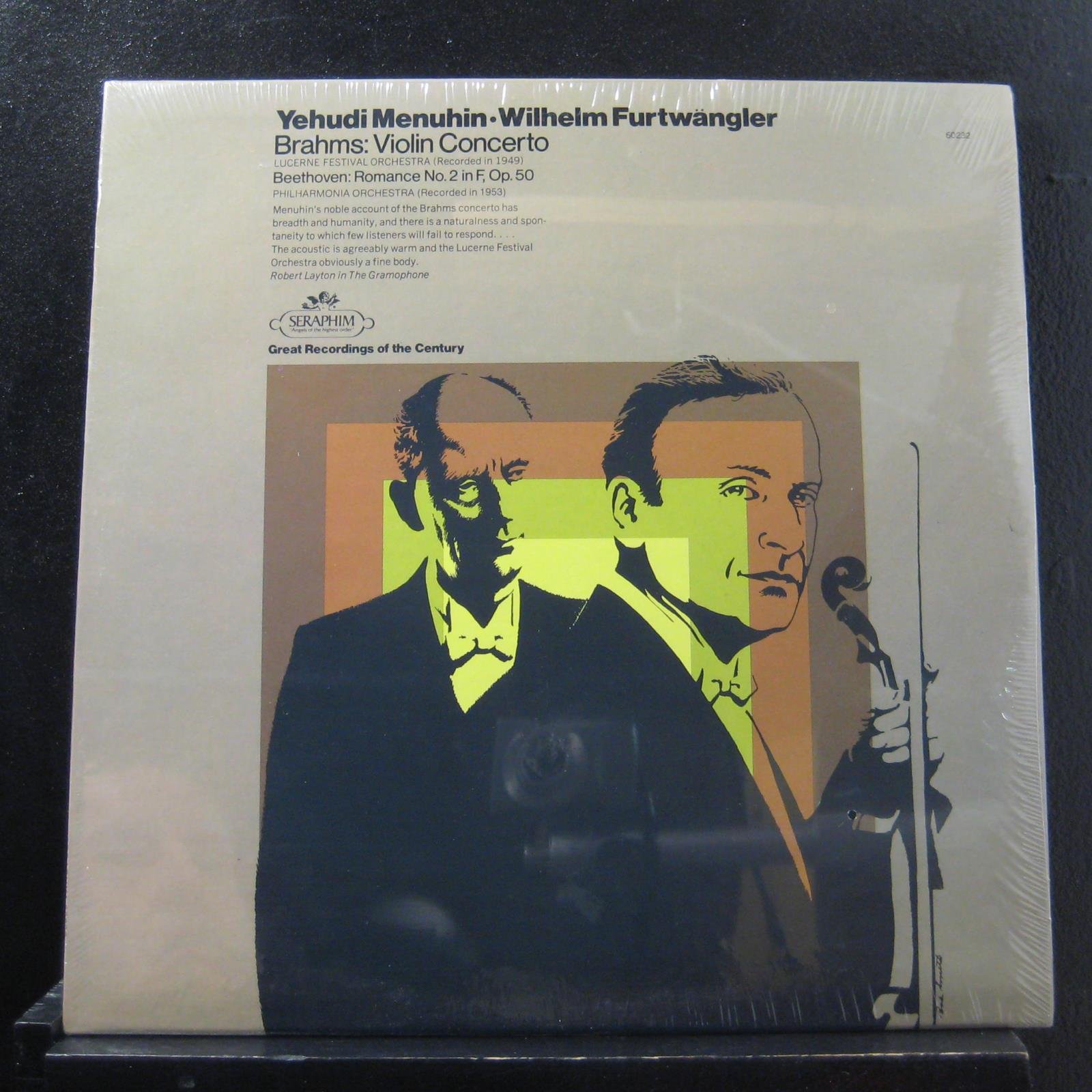 Brahms & Beethoven Violin Concertos - Yehudi Menuhin with Lucerne Festival Orchestra & Philharmonia Conducted by Wilhelm Furtwängler (1949 & 1953 Recordings) - LP Vinyl Record for Classical Music Collectors & Audiophiles