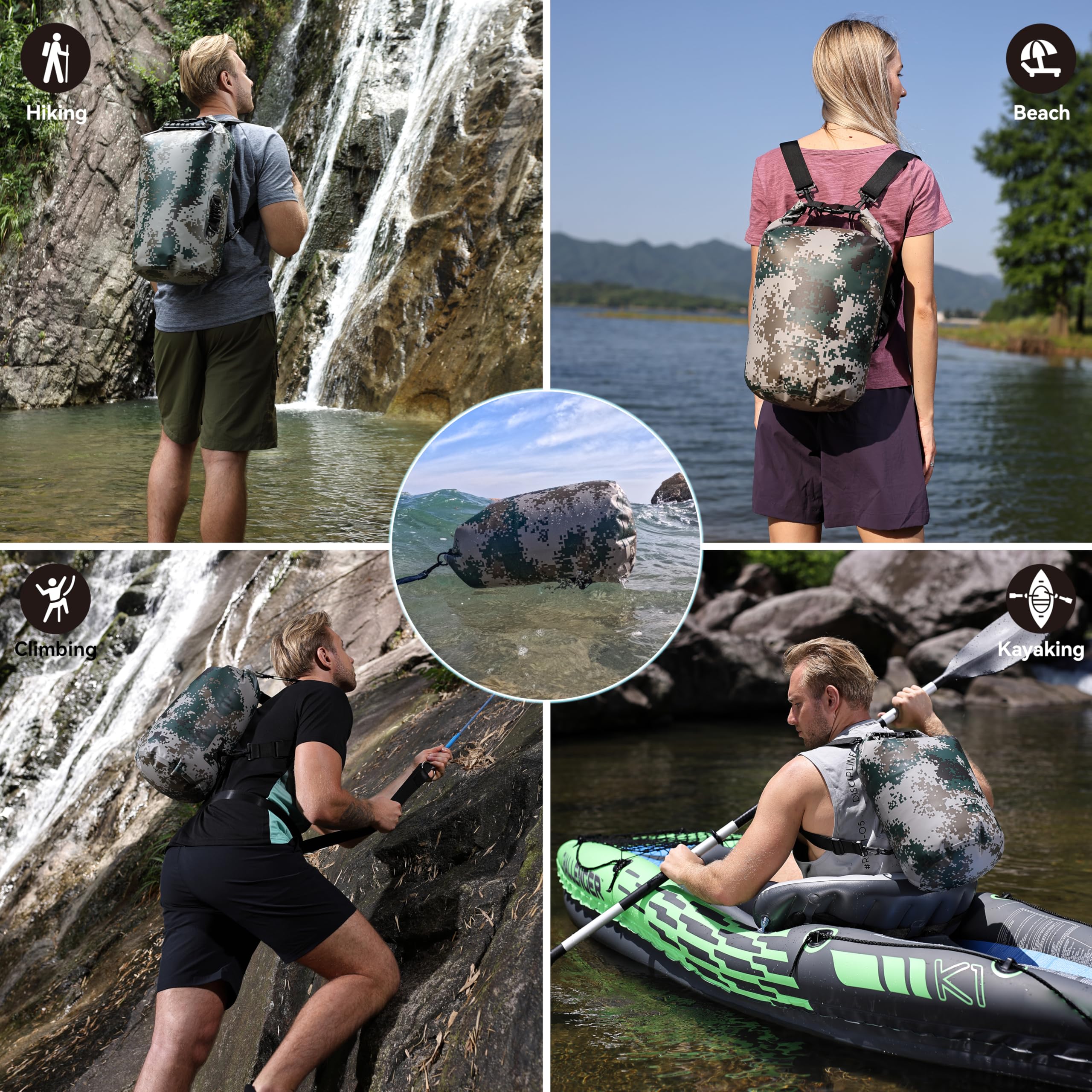 Waterproof Dry Bag Backpack 5L/10L/20L/30L/40L - Floating Roll Top Sack for Kayaking, Rafting, Boating, Swimming | Camping, Hiking, Beach & Fishing Gear Protection | Keep Essentials Dry in Water Sports & Outdoor Adventures