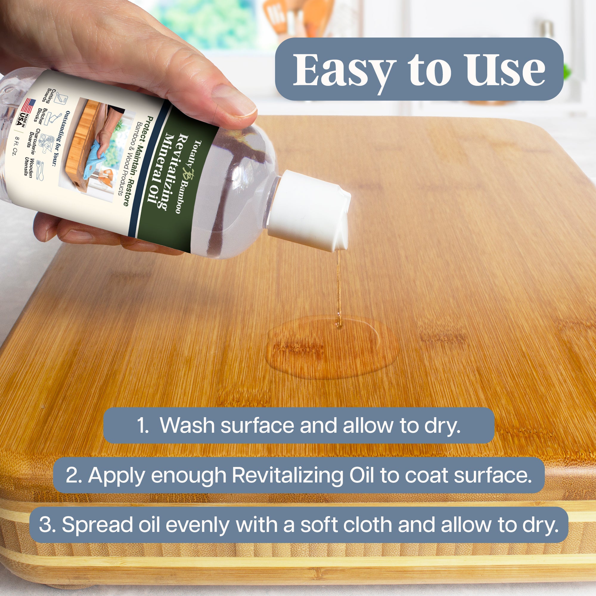 Premium Food-Grade Cutting Board Oil - 8 Oz Bottle for Wooden Chopping Blocks & Butcher Blocks | Restores & Protects Wood | Ideal for Kitchen & BBQ Use