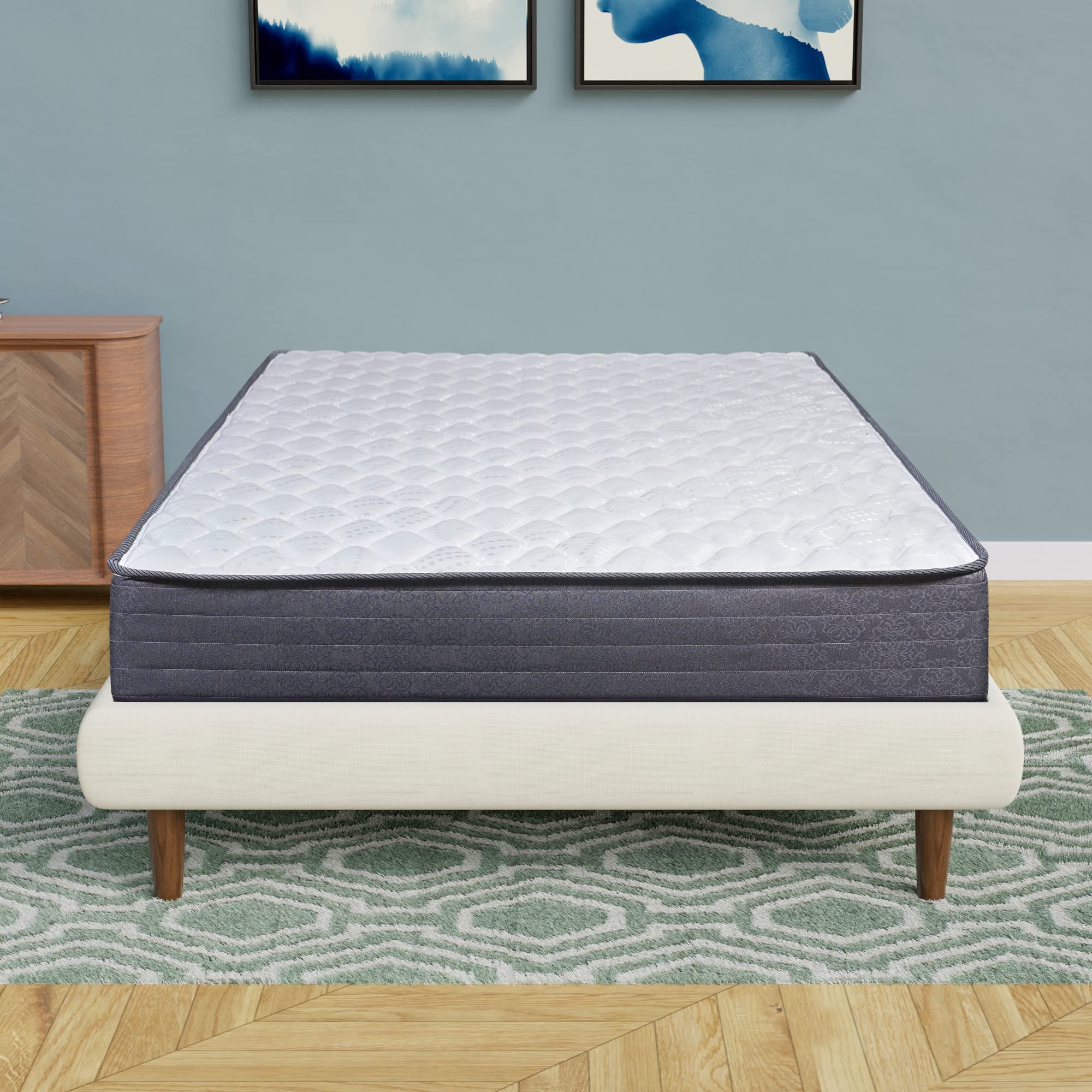 Treaton Twin 9 Inch Hybrid Mattress in a Box - Medium Firm Support for Back Pain Relief, Motion Isolation & Pressure Relief - Breathable & CertiPUR-US Certified - Perfect for Guest Rooms, Dorms & Small Spaces