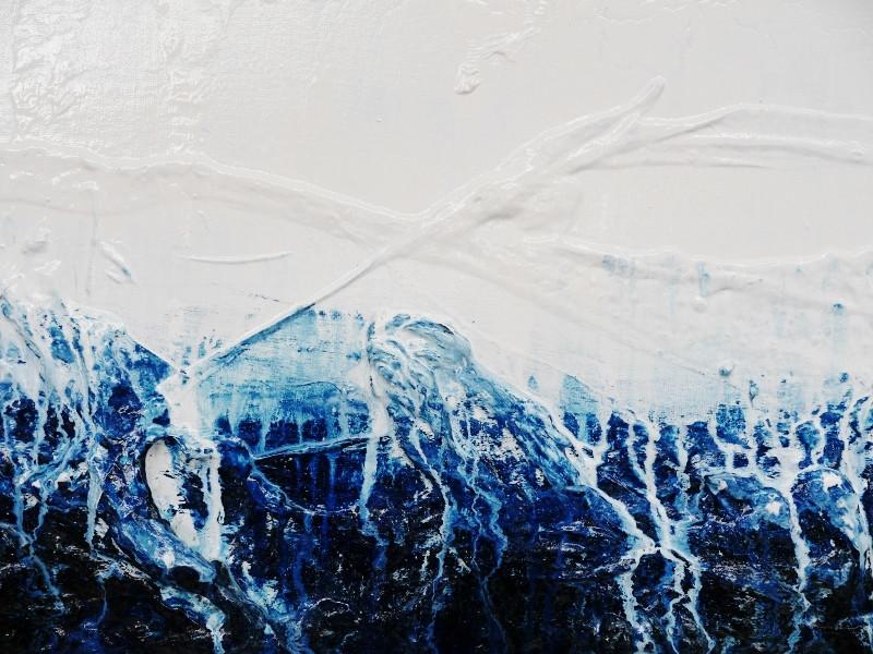 Navy Blue Abstract Painting 63 x 24 Inches - Large Modern Wall Art for Living Room, Bedroom & Office Decor